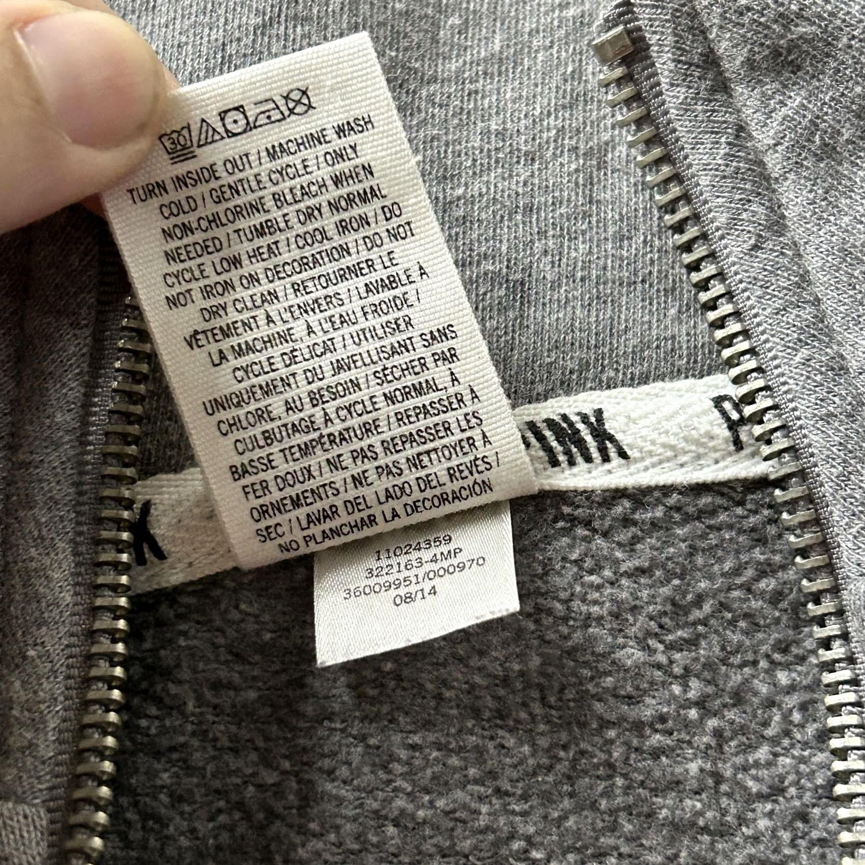 Pinko PINK Sweatshirt Womens XS Gray 1/4 Zip Pullover Love PINK Mock Neck Raglan Sleeve Kangaroo Pocket Casual Pullover Shirt Size XS / US 0-2 / IT 36-38 - 4 Thumbnail