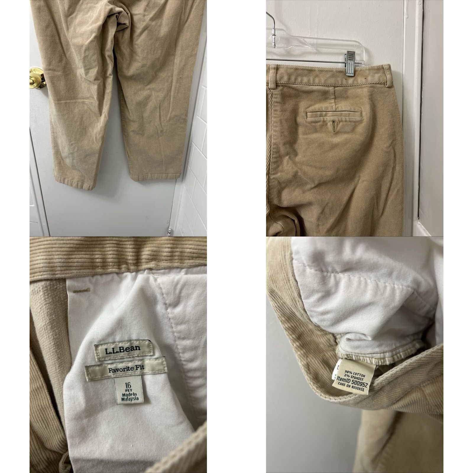 Vintage LL Bean Corduroy Pants Womens 16 36x27 Tan Brown Khakis Straight Leg Trousers 500952 Comfortable Pockets Stretch Easy Care Vintage No Size 38" / US 16 / IT 52 - 8 Thumbnail
