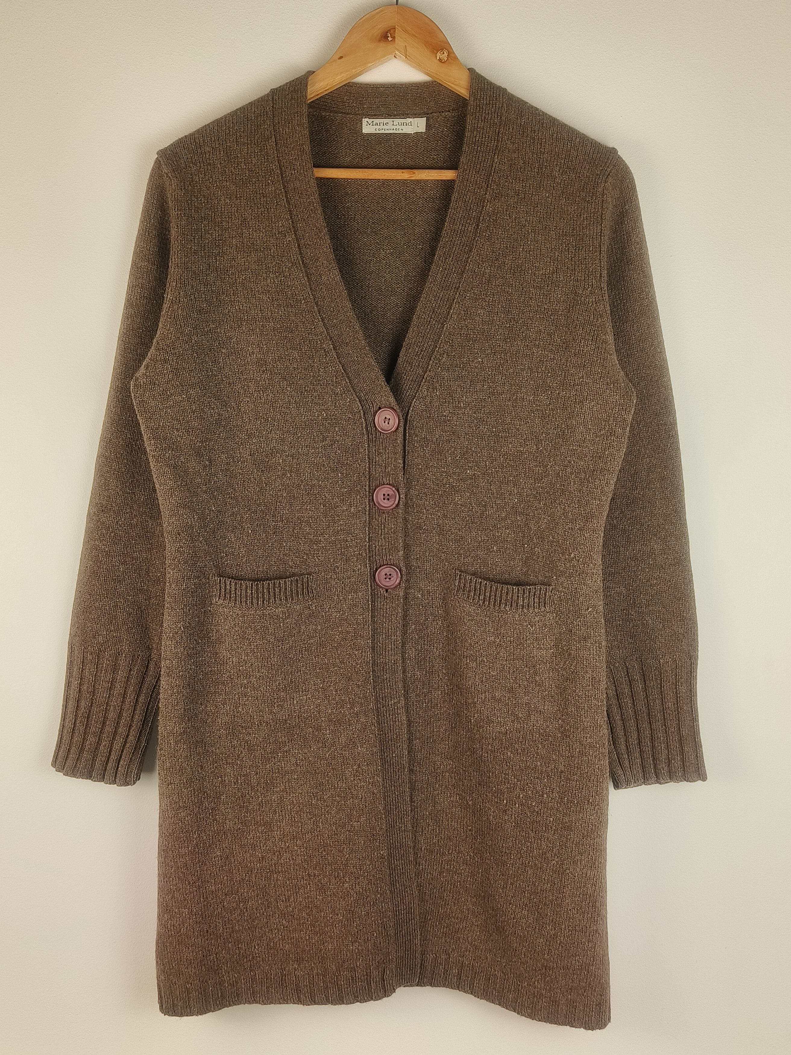 Vintage Marie Lund Copenhagen Vintage Wool Long Knit Cardigan Size L / US 10 / IT 46 - 1 Thumbnail