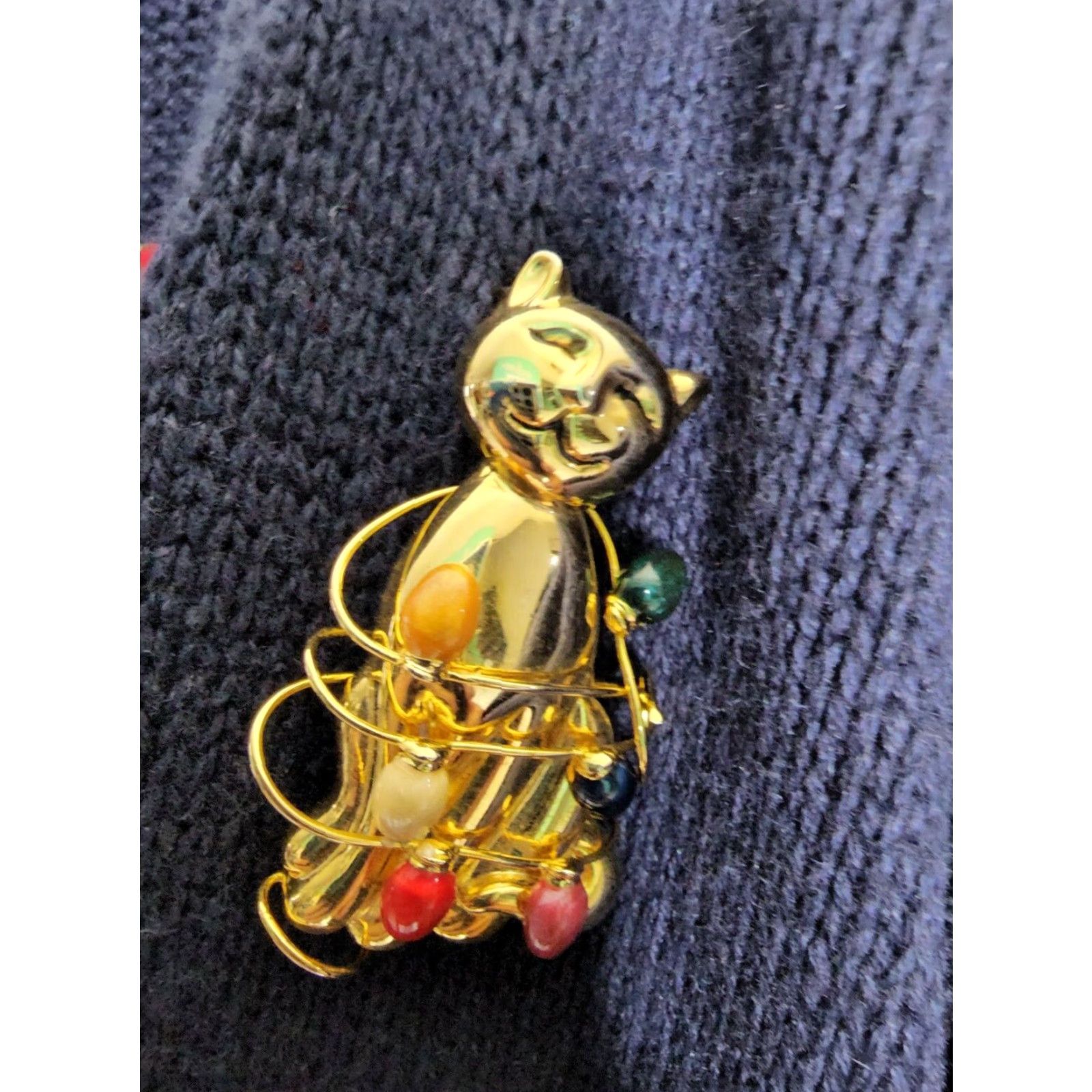 Quacker Factory VINTAGE Quacker Factory Cat Holiday Light Sweater Cardigan Woman's M Blue Knit Casual Ugly Christmas Theme Womens M Cat Christmas Holiday Cardigan Size M / US 6-8 / IT 42-44 - 2 Thumbnail