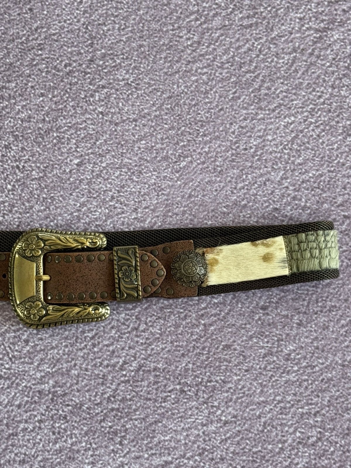 Japanese Brand Vintage Faux Fur Glamour Y2K Bb Simons Style Metal Belt Size ONE SIZE - 3 Thumbnail