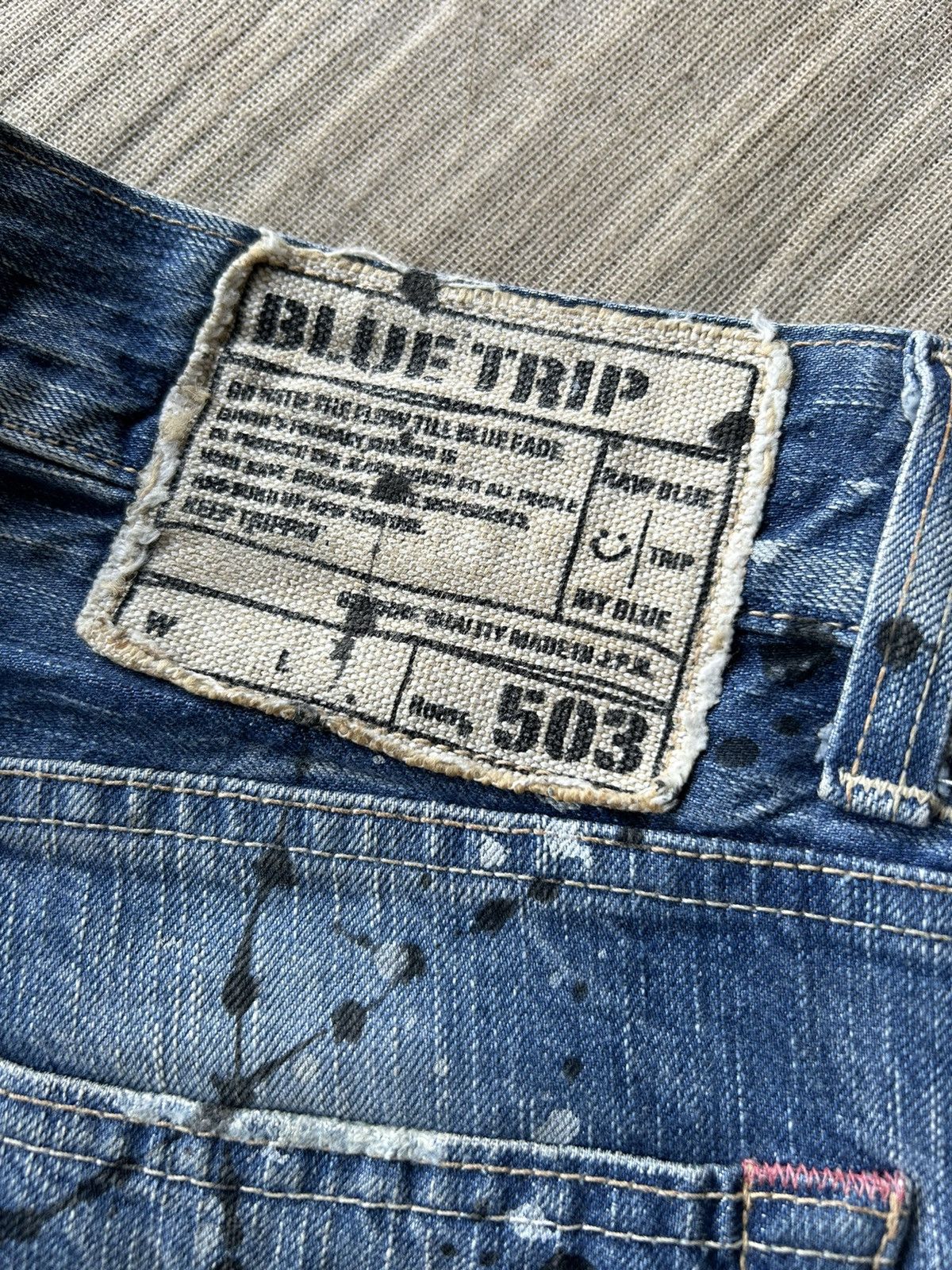 Japanese Brand × Kapital × Vintage Vtg Edwin503 Blue Trip distressed denim Rare☠️🎌🎌 Size US 32 / EU 48 - 12 Thumbnail