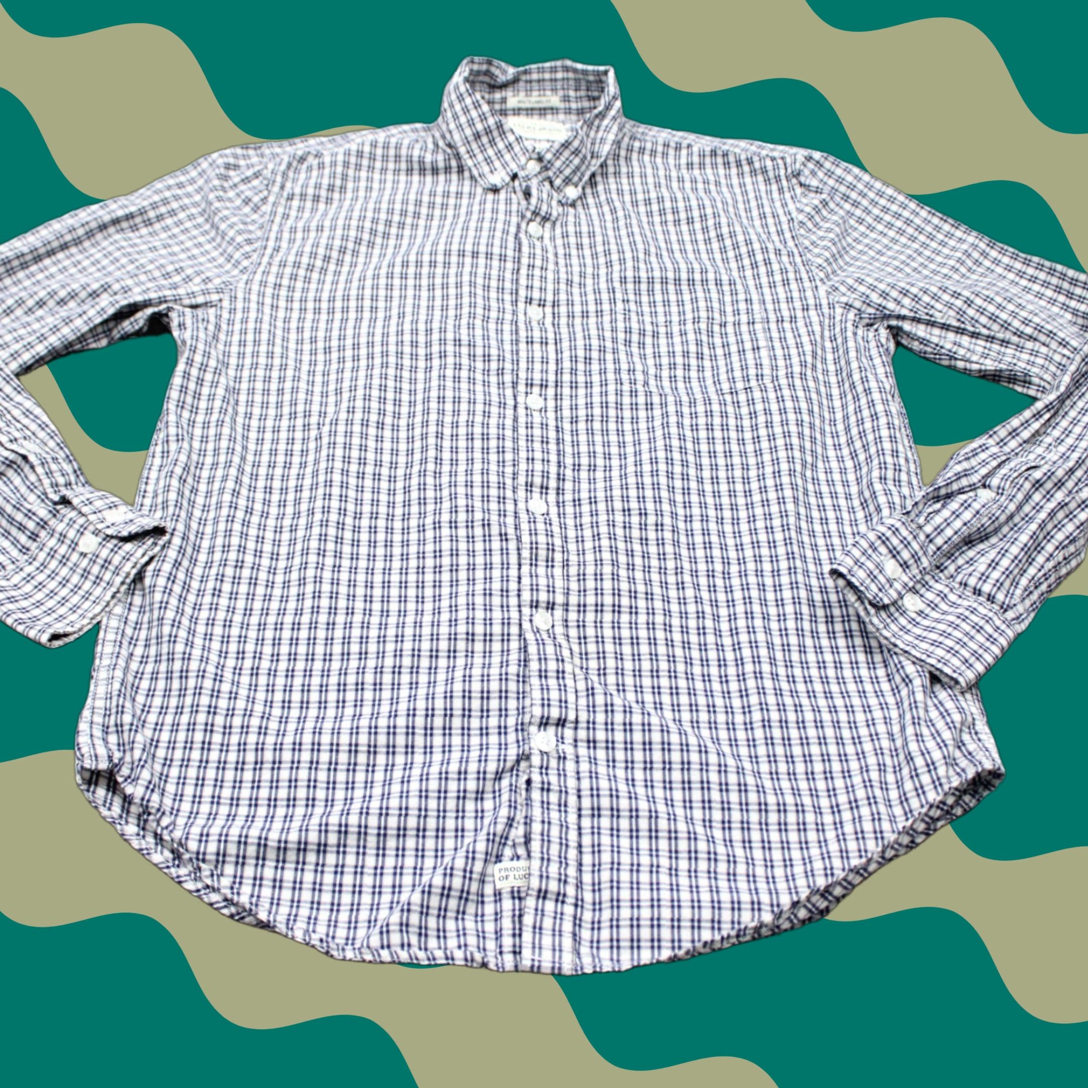 Lucky Brand Lucky Brand Button-Up Shirt Mens Medium Plaid Cotton Long Sleeve Blue White Label 90s Classic Casual Workwear Size US M / EU 48-50 / 2 - 1 Thumbnail