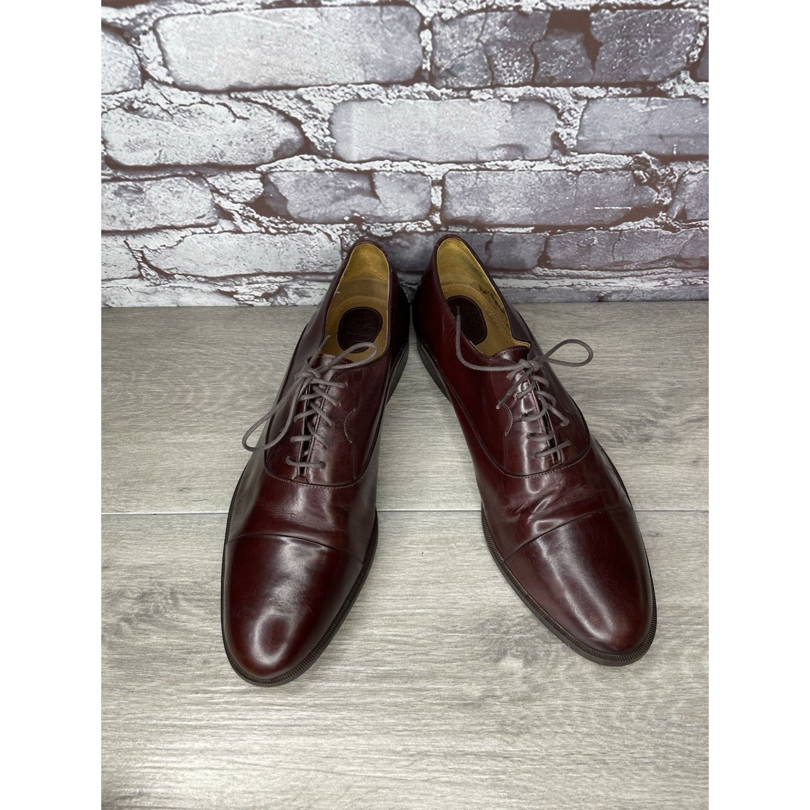 HARAGO Paragon Brown Leather Cap Toe Handmade Oxfords Lace Up Shoes Size US 11 / EU 44 - 4 Thumbnail