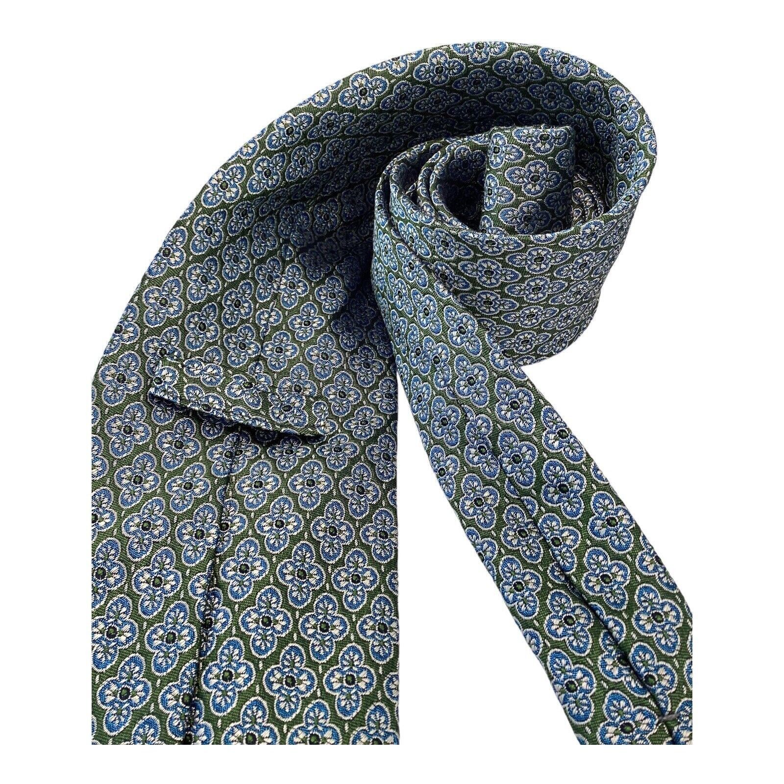 Other VAKKO Green Flower Print Luxury Designer Silk Tie W: 3.5" EX Size ONE SIZE - 3 Thumbnail