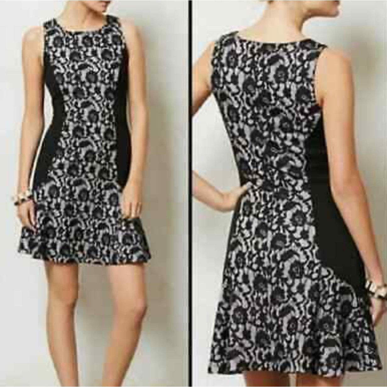 Anthropologie Maeve Women Black Lace Flance Party Dress Size Small Size S / US 4 / IT 40 - 2 Thumbnail