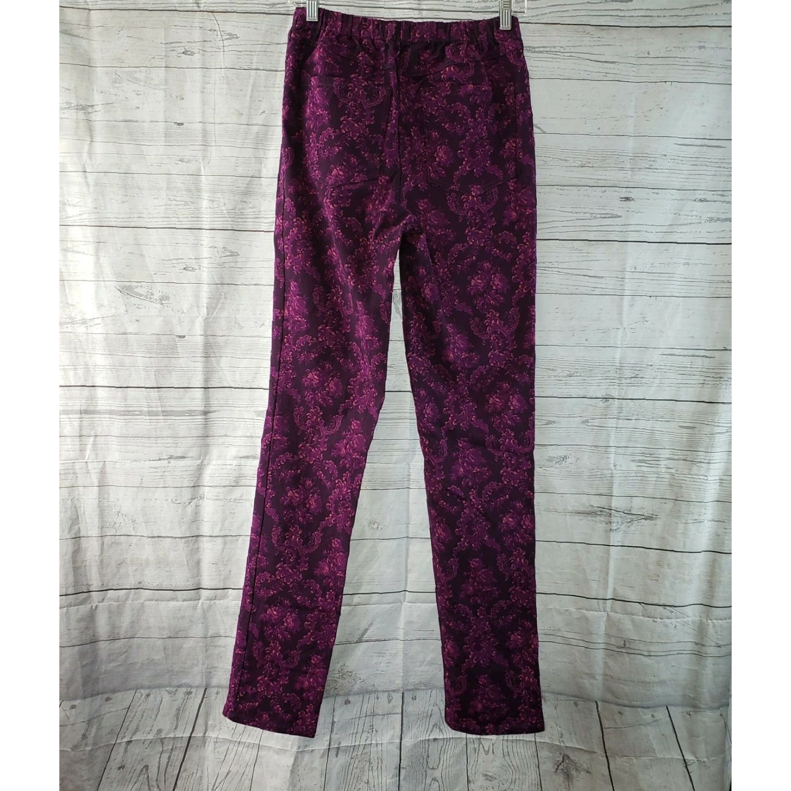 Isaac Mizrahi Isaac Mizrahi Live Womens Pants Pull On 4 Tall Purple Floral Cotton Blend Tailored 33.5 Inseam Womens Size 27" / US 4 / IT 40 - 3 Thumbnail