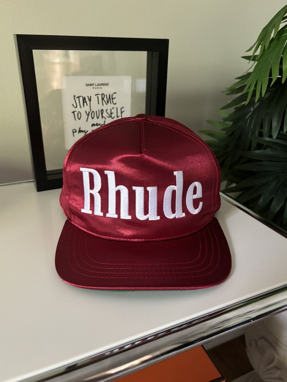 image of Rhude “Satin” Hat in Red, Men's