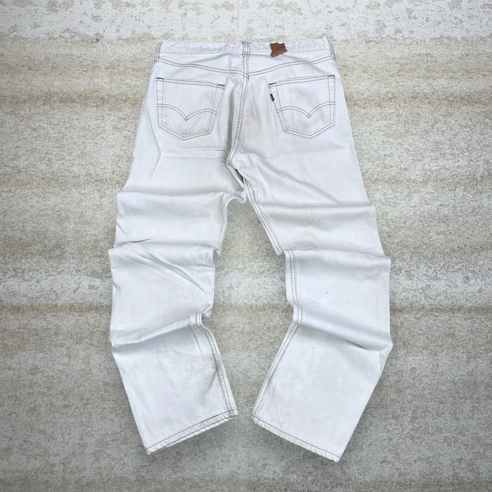 image of Vintage Levis Jeans 501 Straight Fit White Denim 90S, Men's (Size 36)