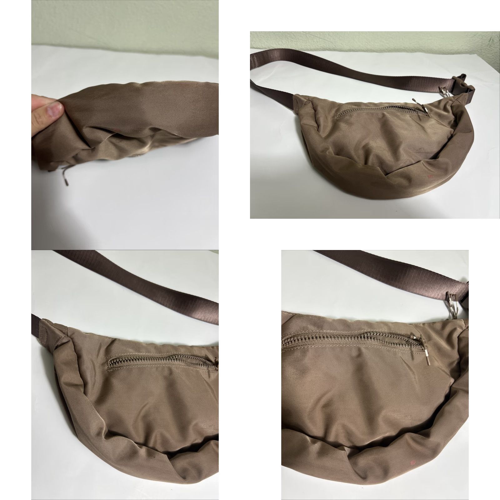 Fabletics Fabletics The Sling Crossbody Zip Bag Taupe Adjustable Strap Eco Minimalist Size ONE SIZE - 8 Thumbnail