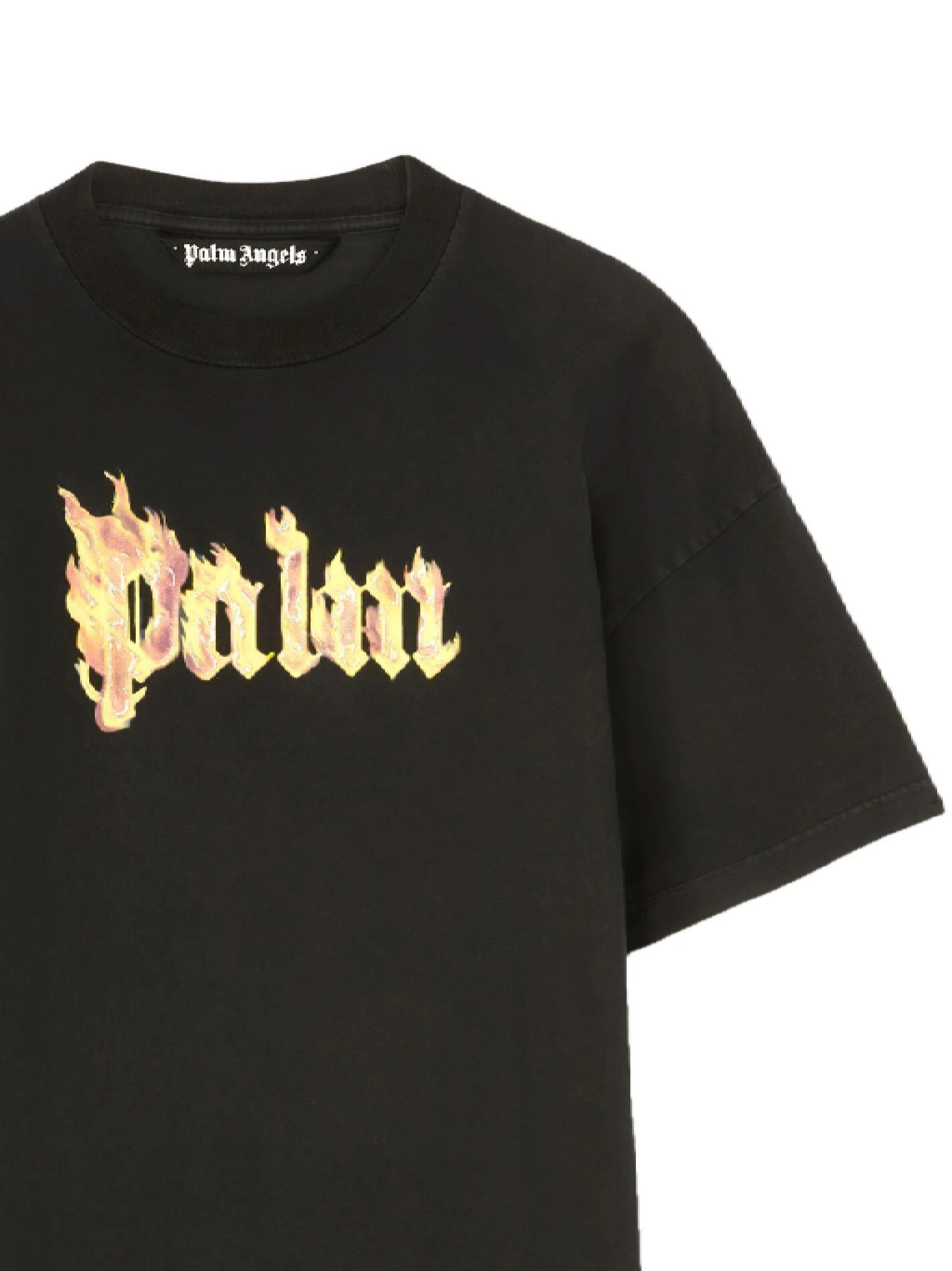 Palm Angels o1s22i1n1224 'Burning Logo T-Shirt in Black Size US XL / EU 56 / 4 - 2 Thumbnail