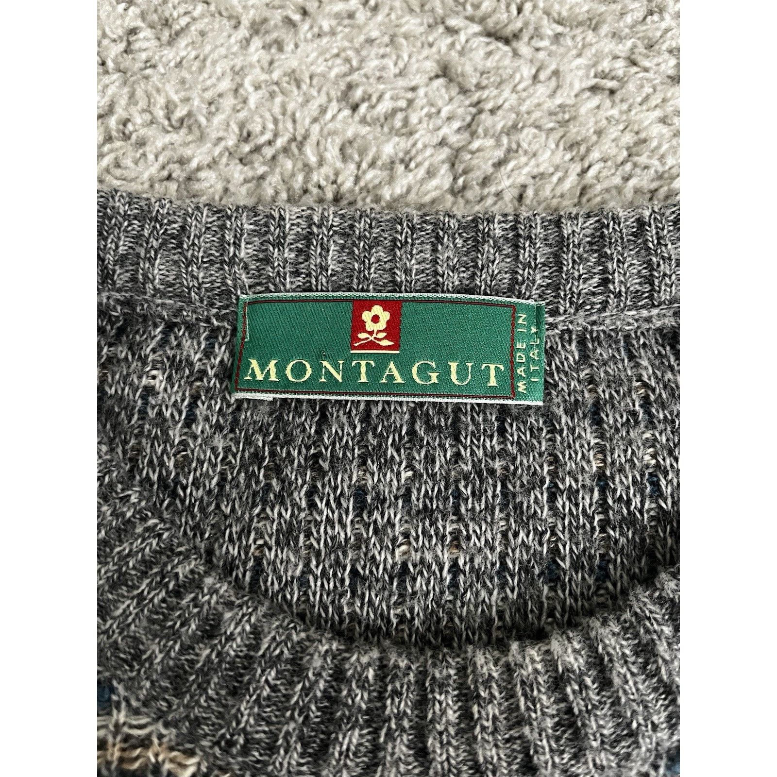 Montagut Vintage Montagut Sweater Mens Large Gray Pattern Knit Italy Size US L / EU 52-54 / 3 - 4 Thumbnail