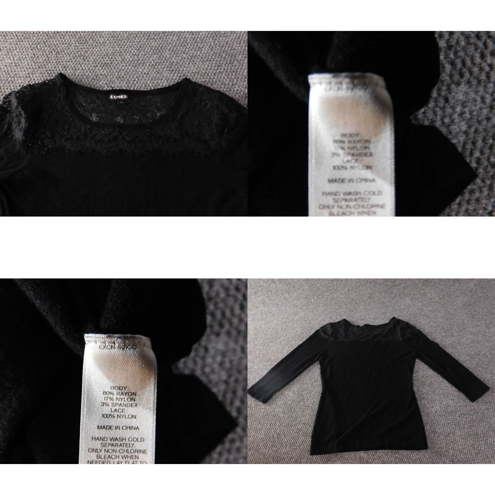 Express Express Blouse Womens Medium Black Lace Pullover Stretch Top Casual shirt Size M / US 6-8 / IT 42-44 - 8 Thumbnail