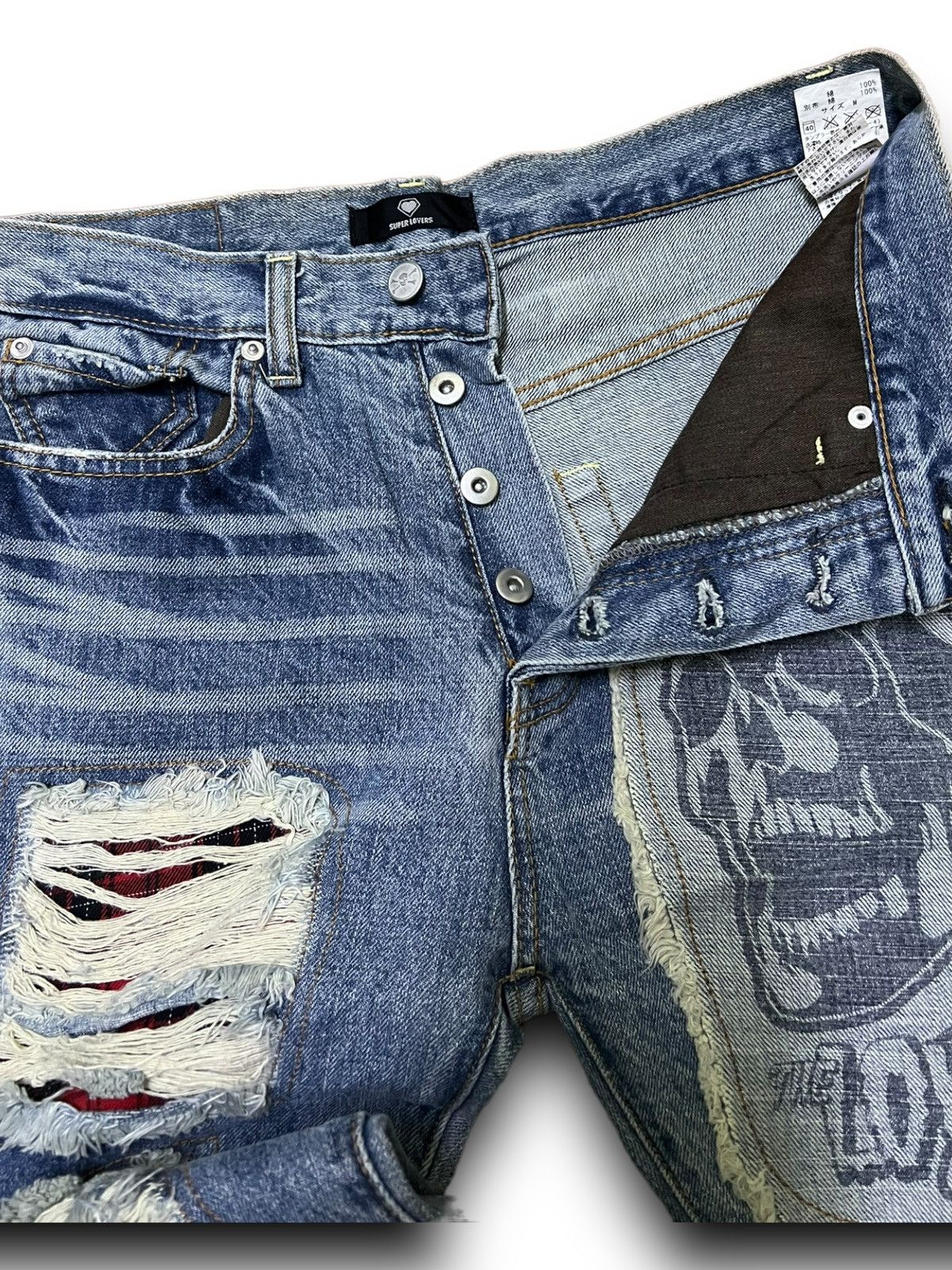 Designer × Japanese Brand SUPER LOVERS ROCK DISTRESSED JEANS JAPANESE BRAND DENIM Size US 32 / EU 48 - 14 Thumbnail