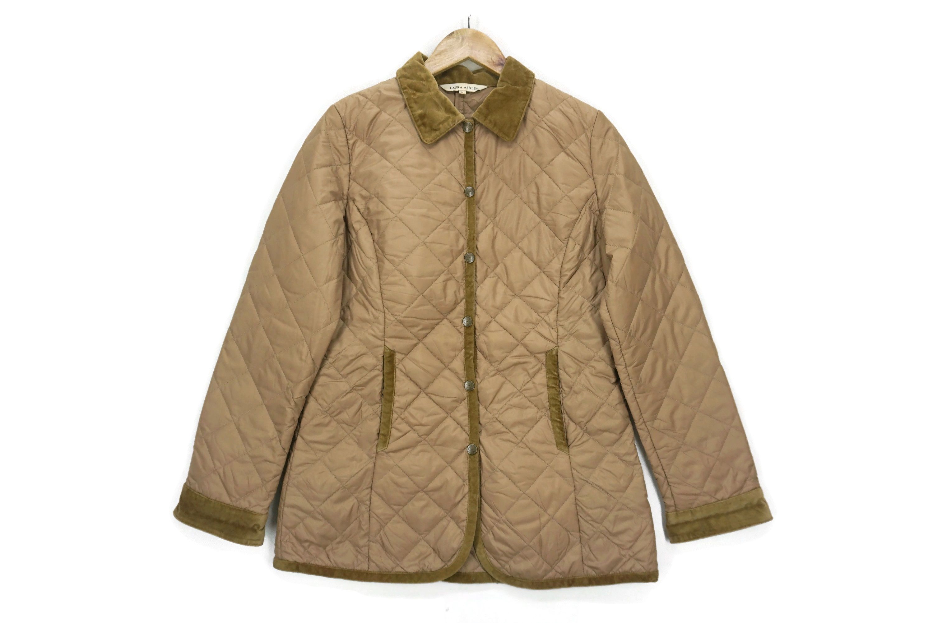 Laura Ashley Quilted Coat Snap Front Thermolite Velvet Trimming Jacket Size M / US 6-8 / IT 42-44 - 1 Thumbnail