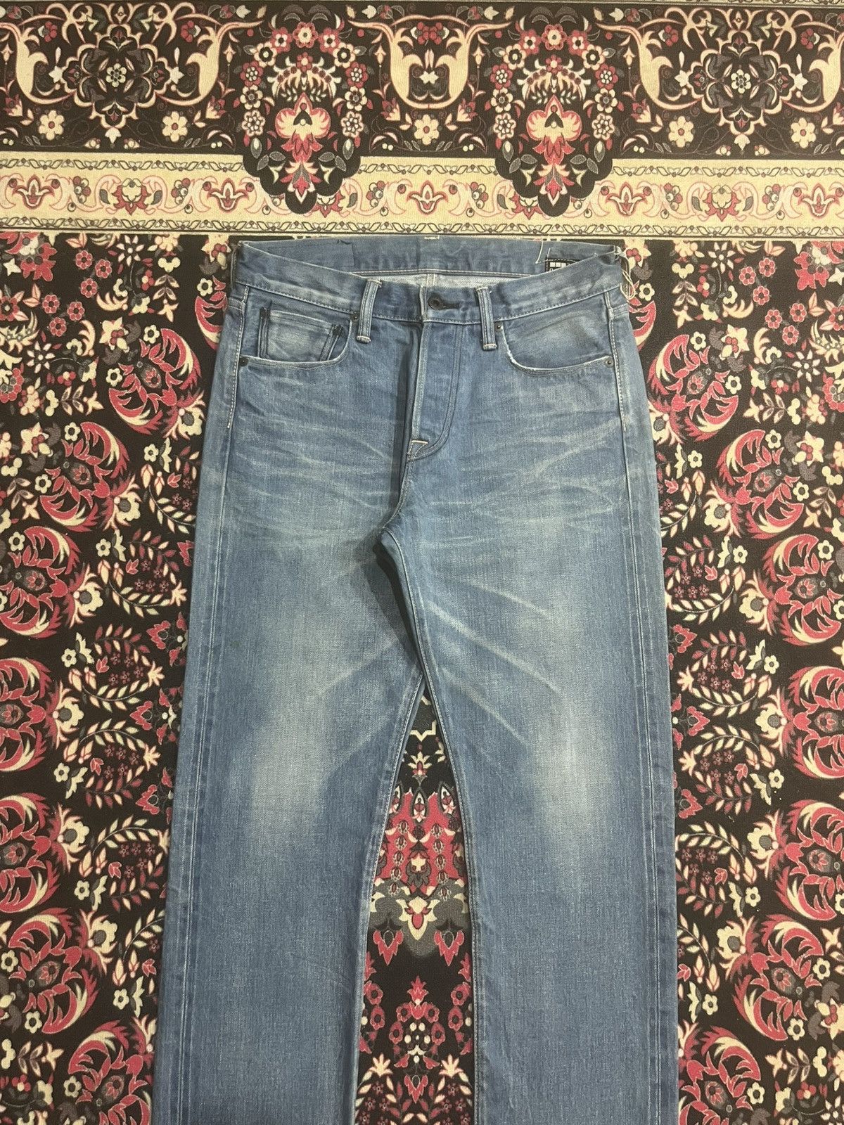KURO Kuro “Dempsey” Classic Blue Whisker Washed Selvedge Jeans Size US 30 / EU 46 - 4 Thumbnail