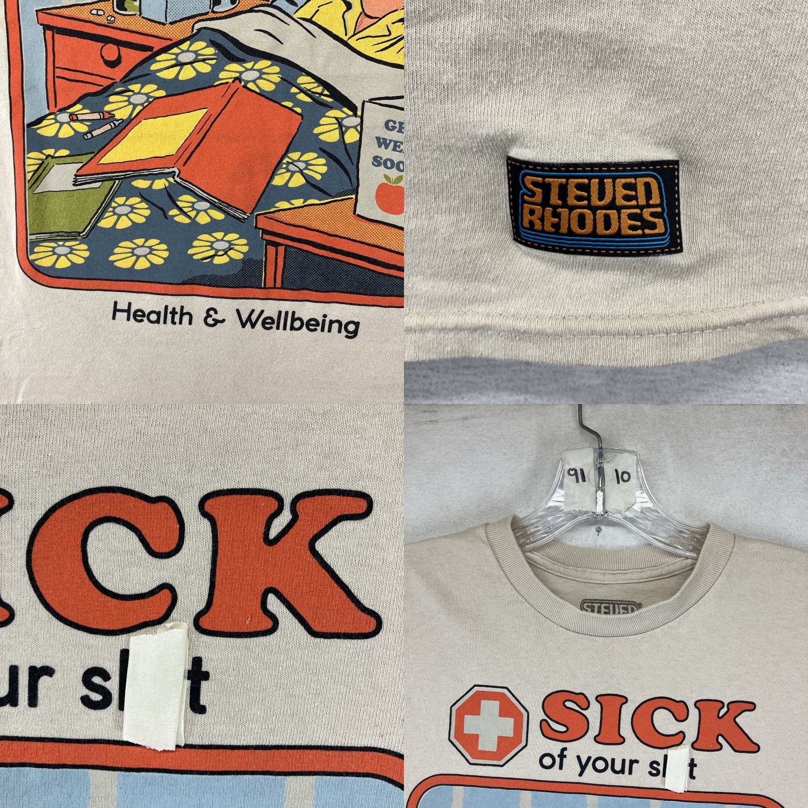 Vintage Spencer's Steven Rhodes T-Shirt Small Beige Graphic Funny Dark Humor Retro 90s Womens Size S / US 4 / IT 40 - 8 Thumbnail