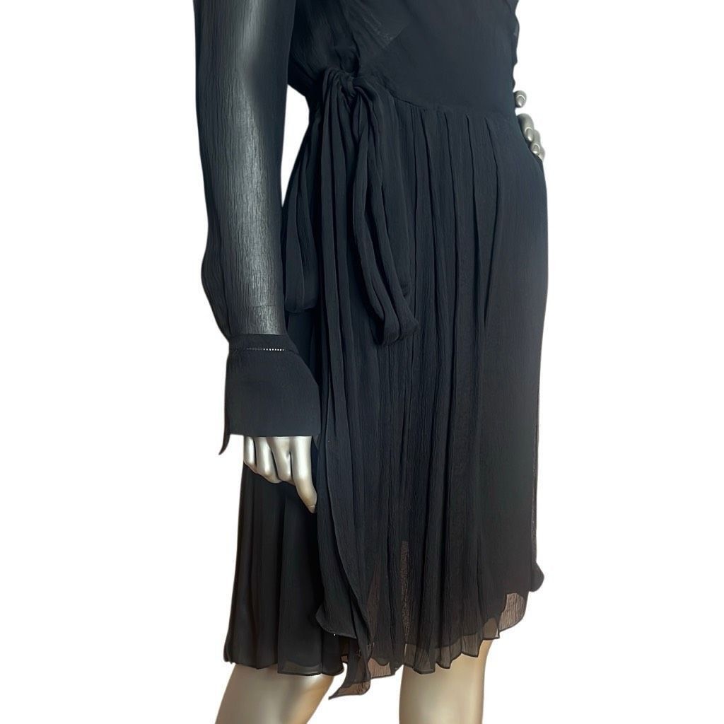 Celine NWT Celine Black Silk Wrap Dress (012) Size S / US 4 / IT 40 - 5 Thumbnail
