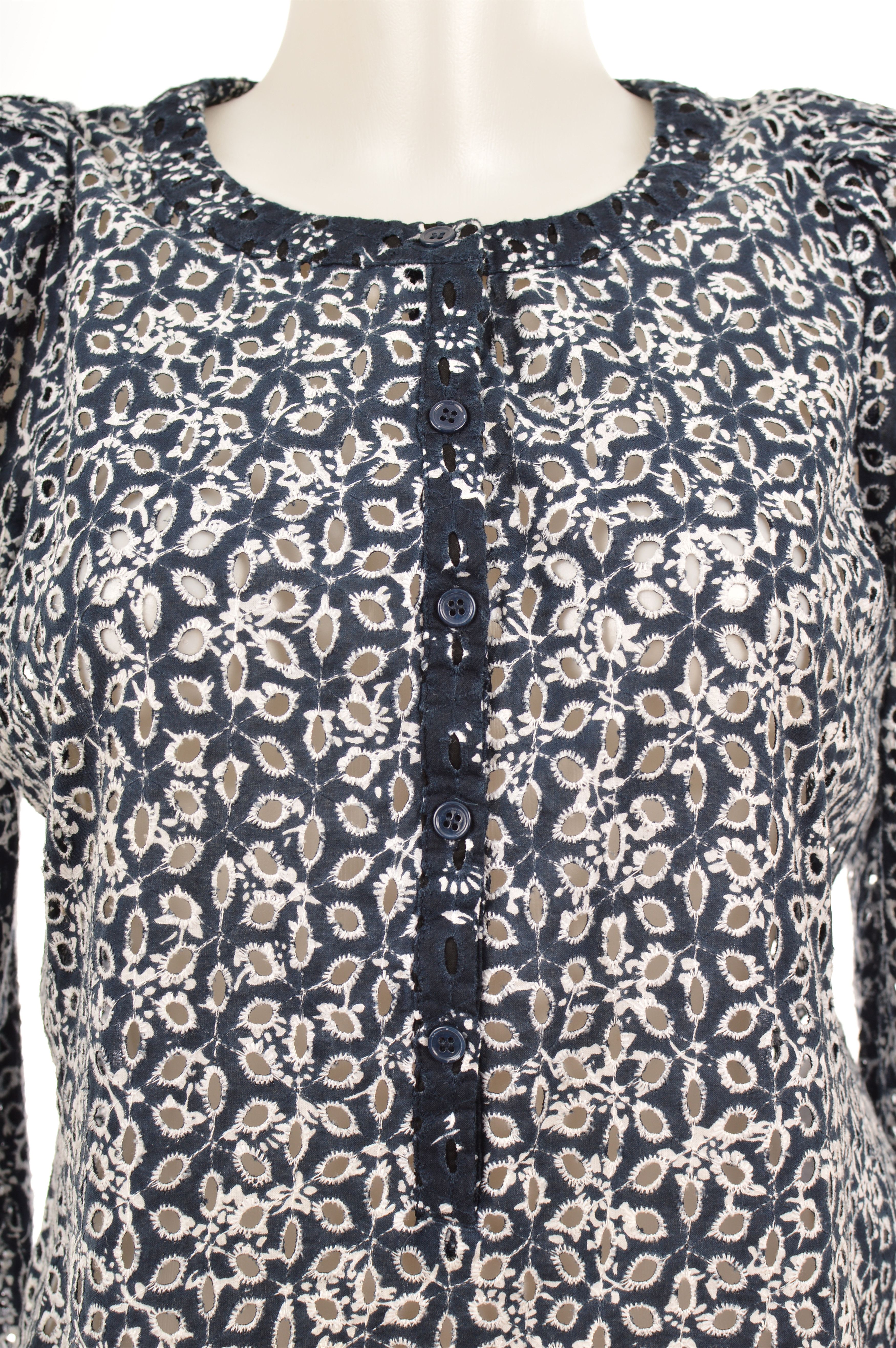 Maje Maje Luigy Cotton Eyelet Floral Embroidered Blouse Top Size M / US 6-8 / IT 42-44 - 2 Thumbnail