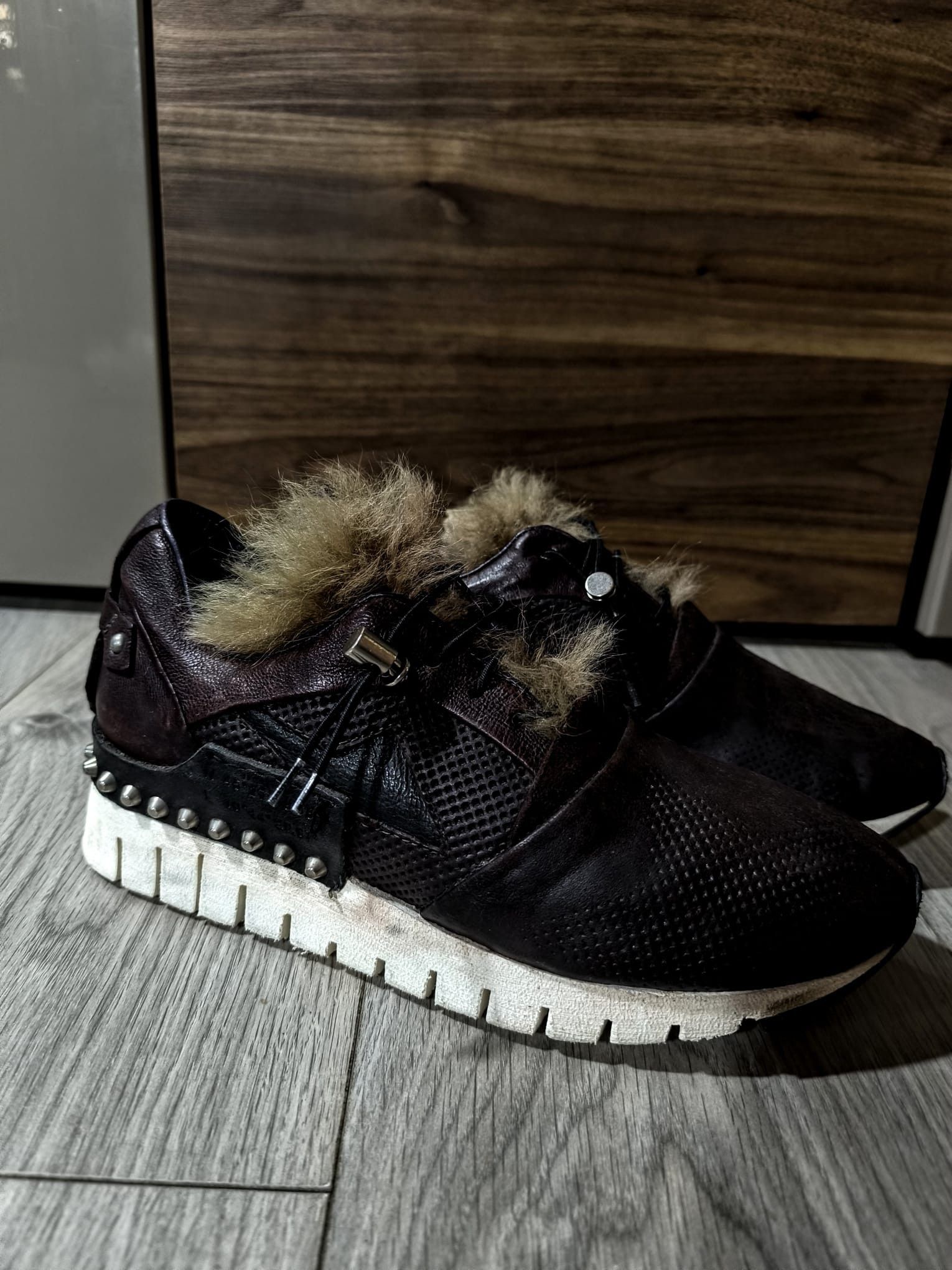 A.S.98 A.S.98 Denastar leather sneakers fur detailed studded Size US 10 / IT 40 - 3 Thumbnail