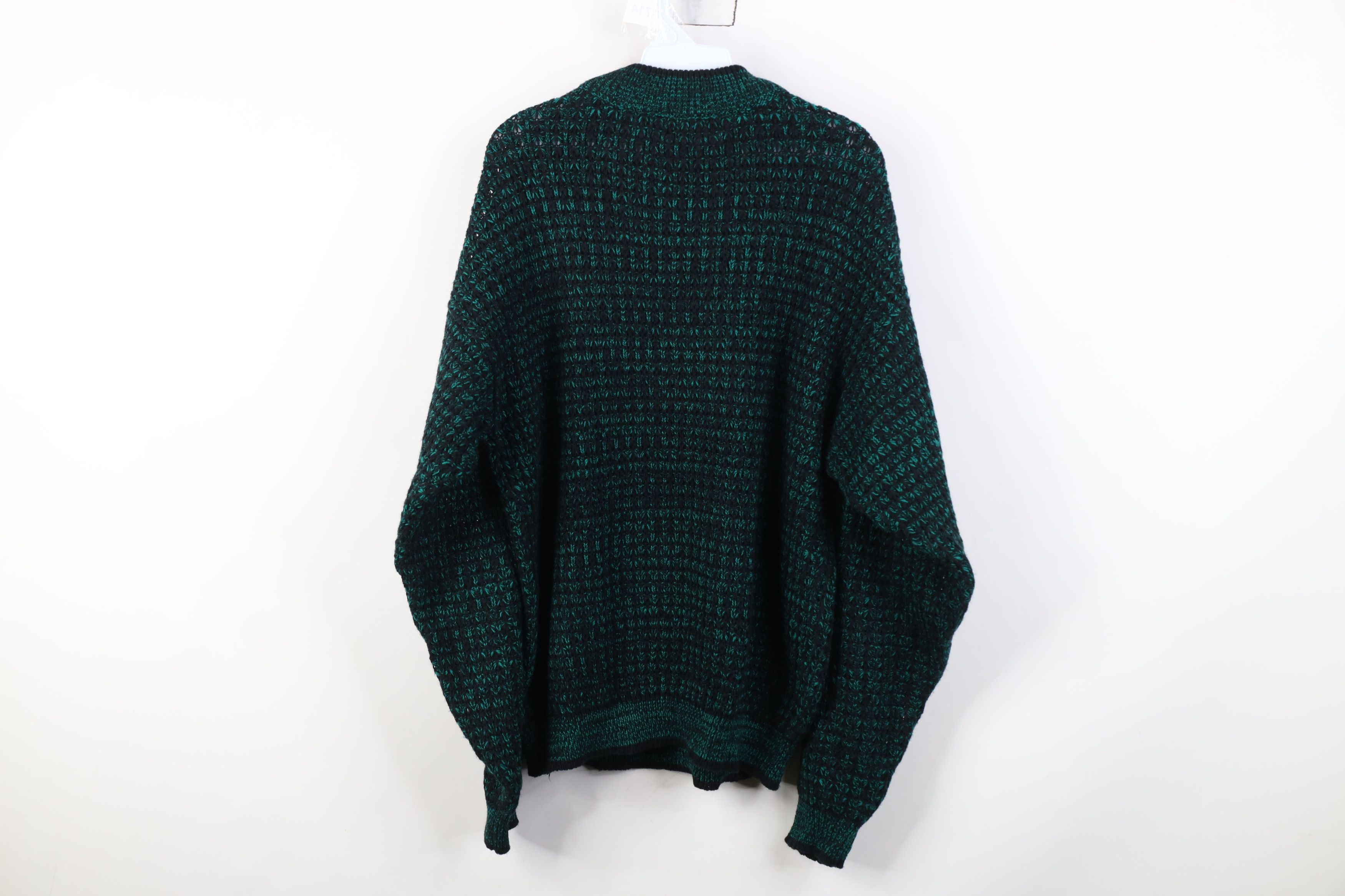 Vintage Vintage 90s Streetwear Ribbed Knit Crewneck Sweater Green Size US L / EU 52-54 / 3 - 7 Thumbnail