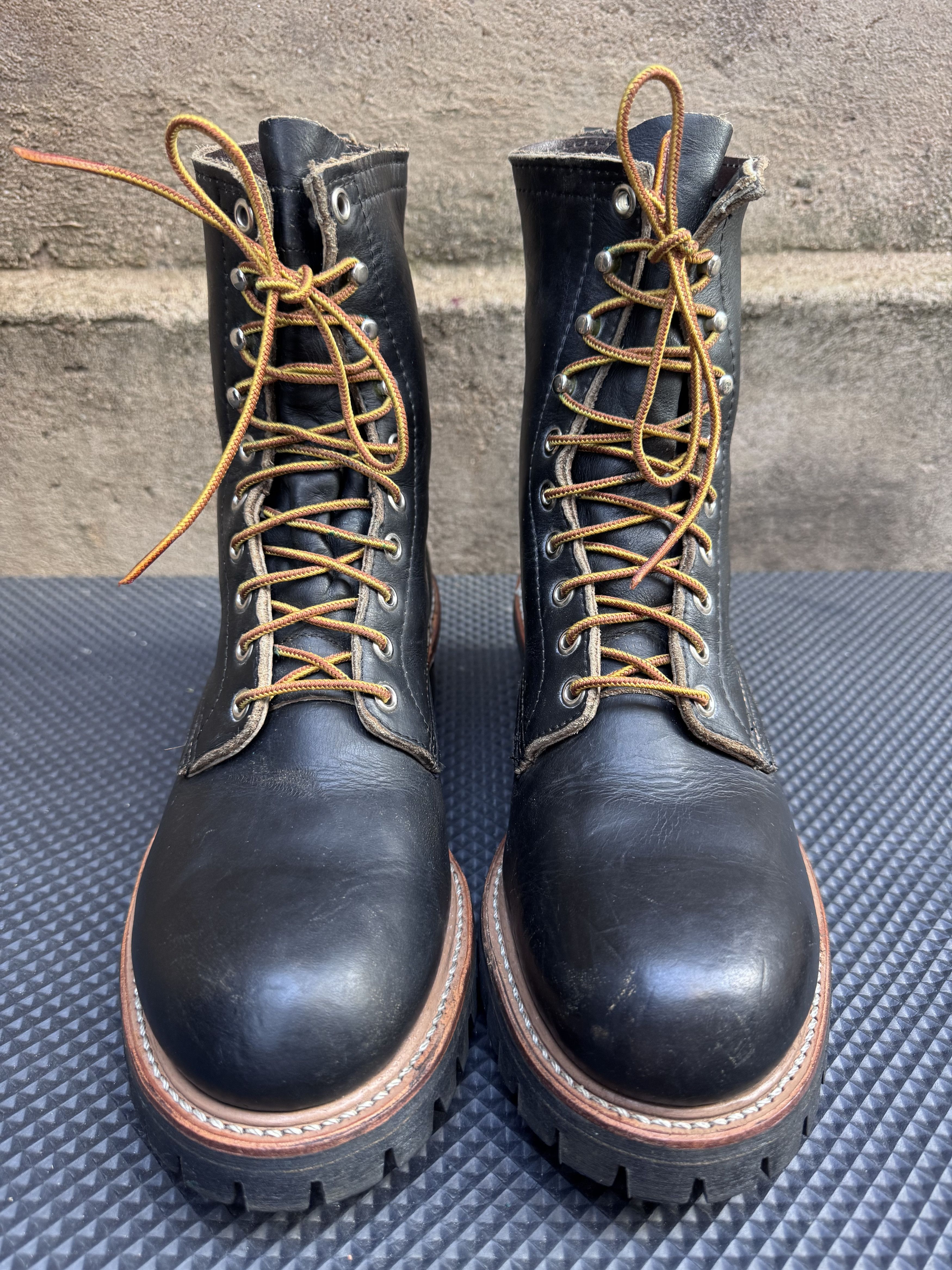 Vintage Red Wing Logger Boots Mens 11 Black Leather Lug Sole Work Boots RED WING 2218 Steel Toe Black Leather Logger | Mercari main image 4