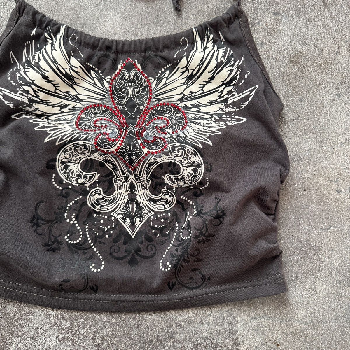 If Six Was Nine Y2K Gothic Print Super Sexy Crop Top Size S / US 4 / IT 40 - 7 Thumbnail