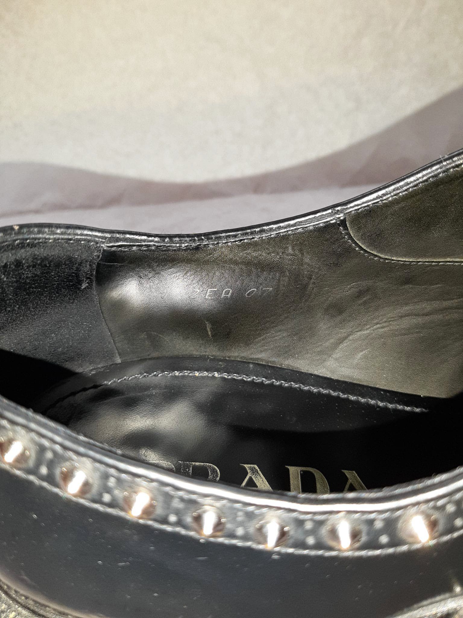 Prada FW 2009 Runway Studded Leather Derby Shoes Size US 7.5 / EU 40-41 - 12 Thumbnail