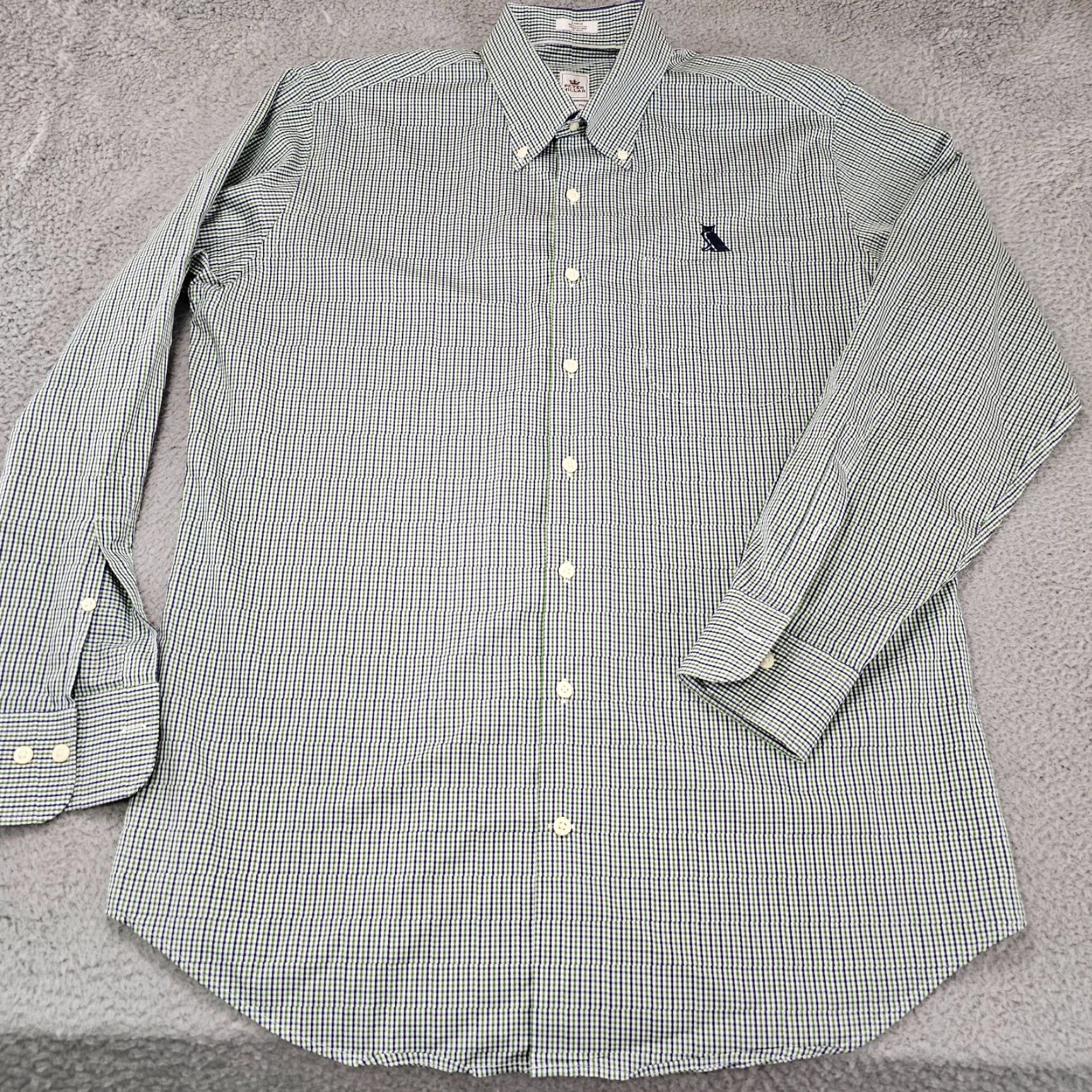 Peter Millar Peter Millar Shirt Mens Large Green Blue Micro Check Woven Button Down Cotton Size US L / EU 52-54 / 3 - 2 Thumbnail