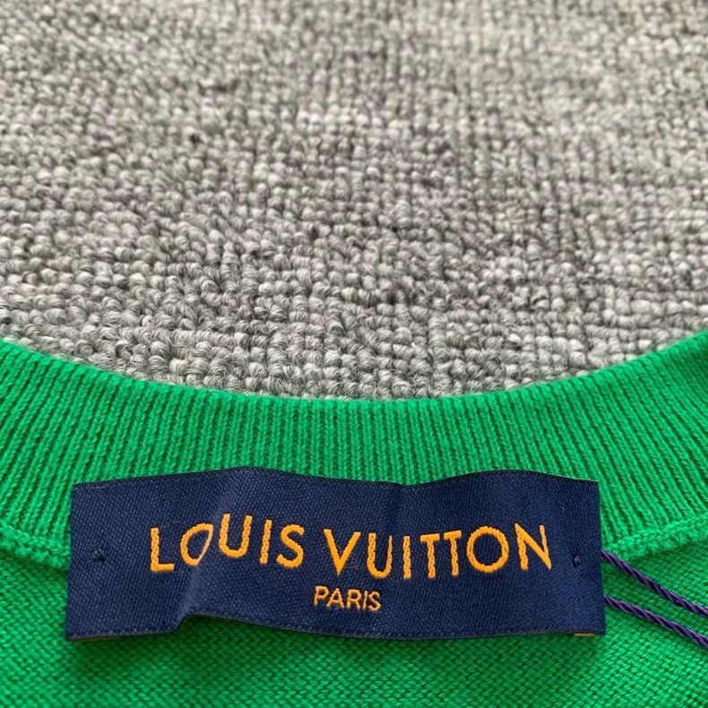 Louis Vuitton LOUIS VUITTON Green slogan knit short sleeves Size US S / EU 44-46 / 1 - 6 Thumbnail