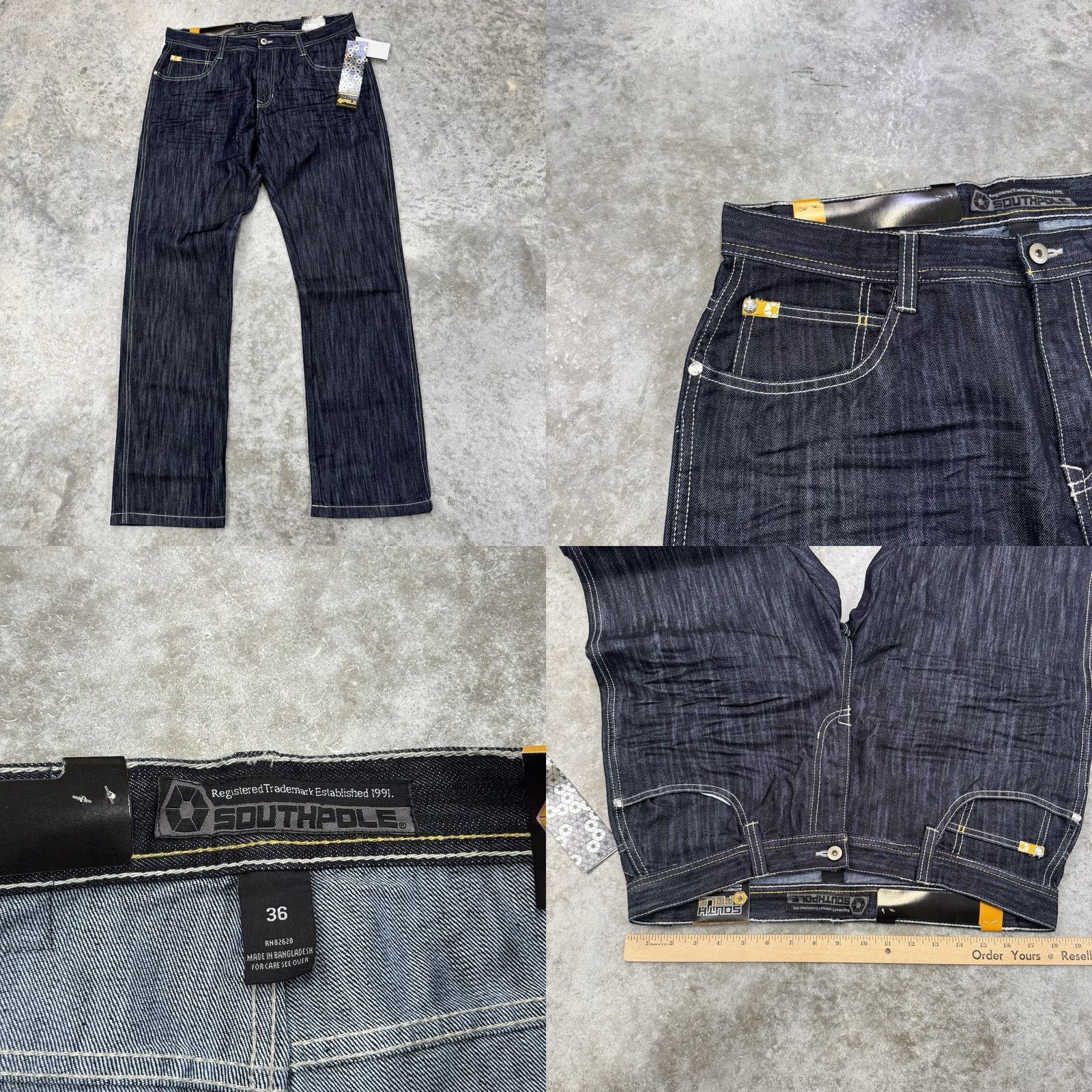 Southpole Southpole Jeans Mens 36 x 34 Indigo Baggy Hip Hop Y2K Vintage NWT 90s Skater Denim Straight 5-Pocket Blue Cotton Blend Jeans Mens Size US 36 / EU 52 - 8 Thumbnail