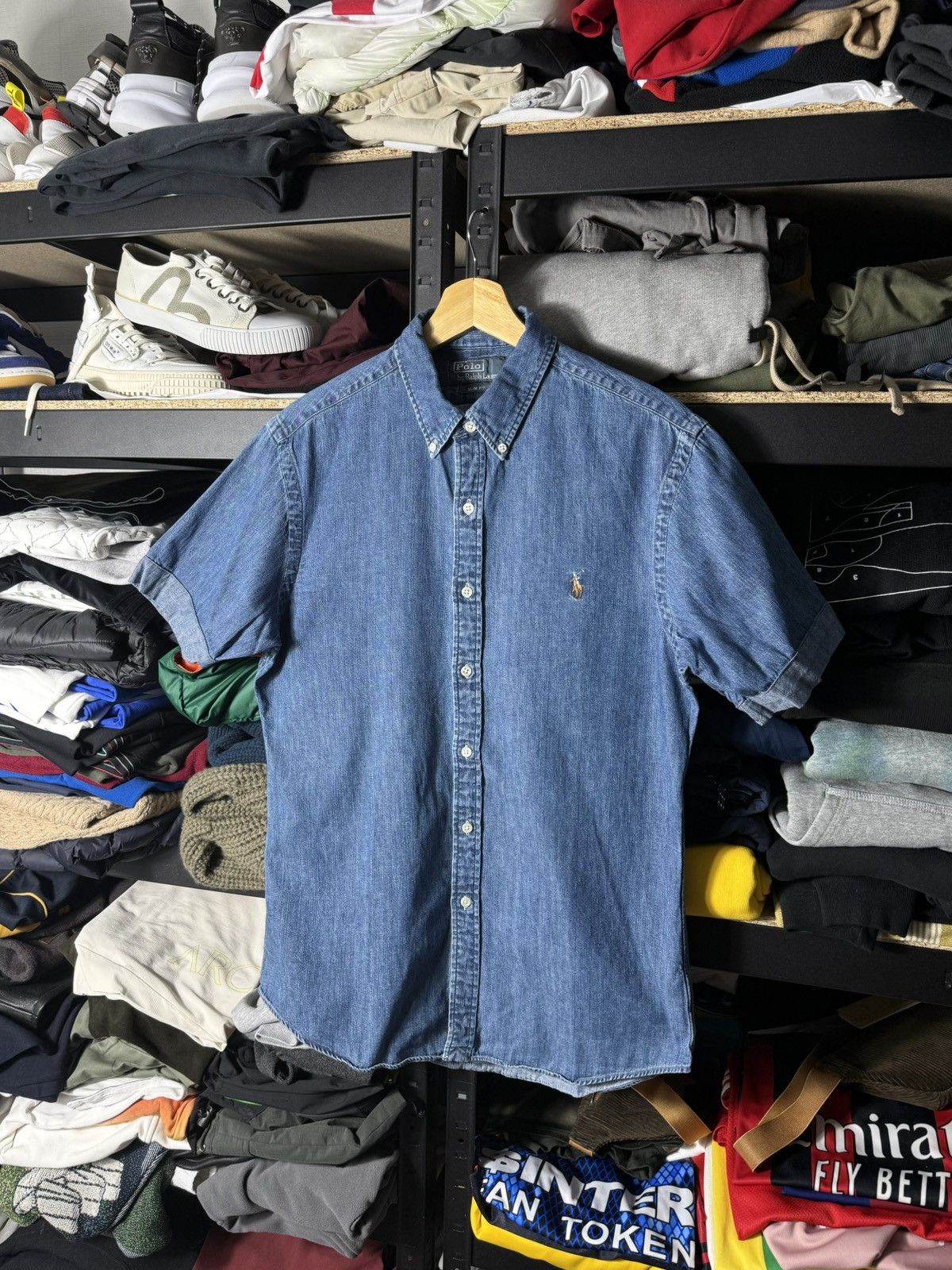 Polo Ralph Lauren Vintage Polo Ralph Lauren Denim Button Up Shirt Slim Fit Size US M / EU 48-50 / 2 - 1 Thumbnail