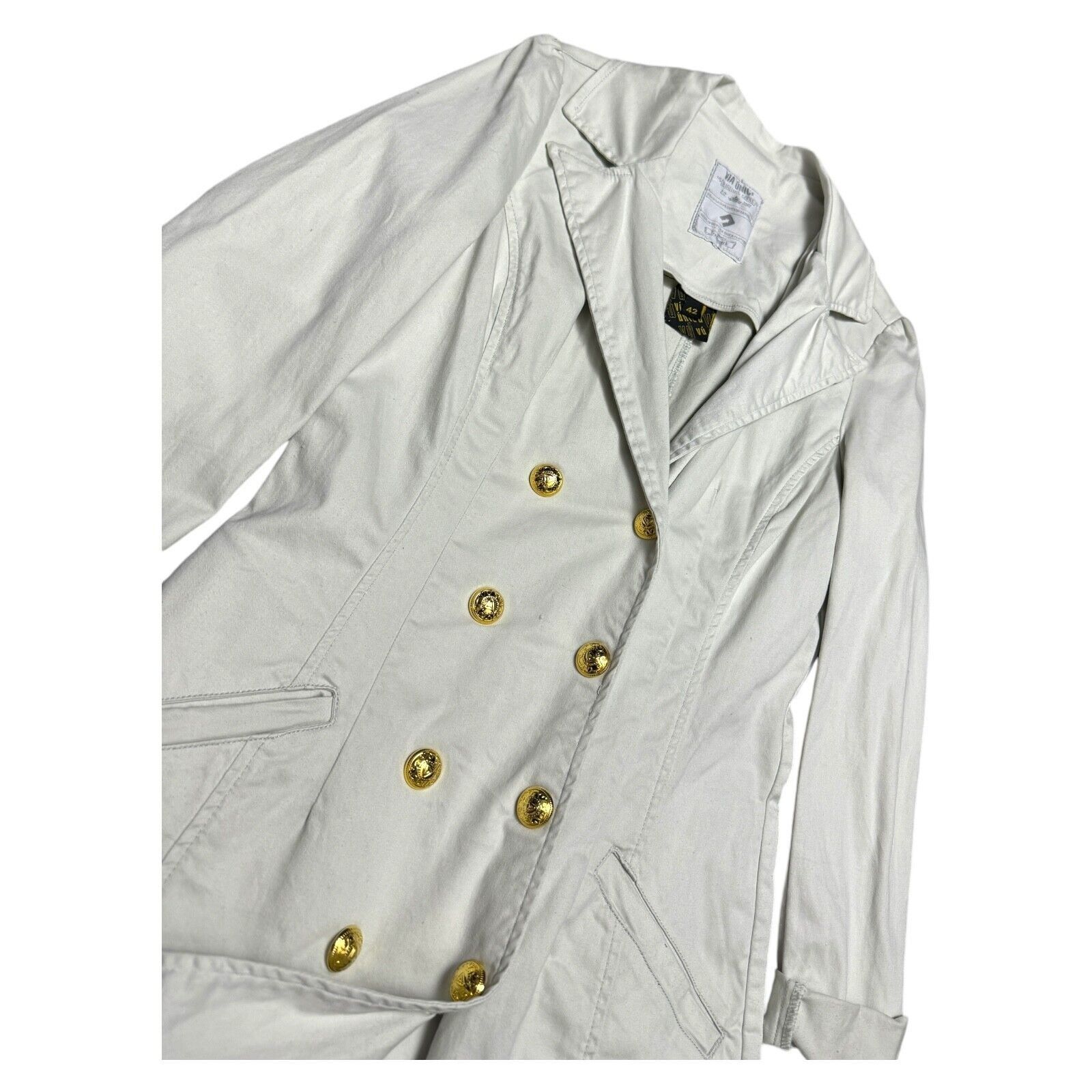 Designer VIA UNICA Cotton Khaki Cargo Long Spring Casual Jacket Small Size S / US 4 / IT 40 - 2 Thumbnail