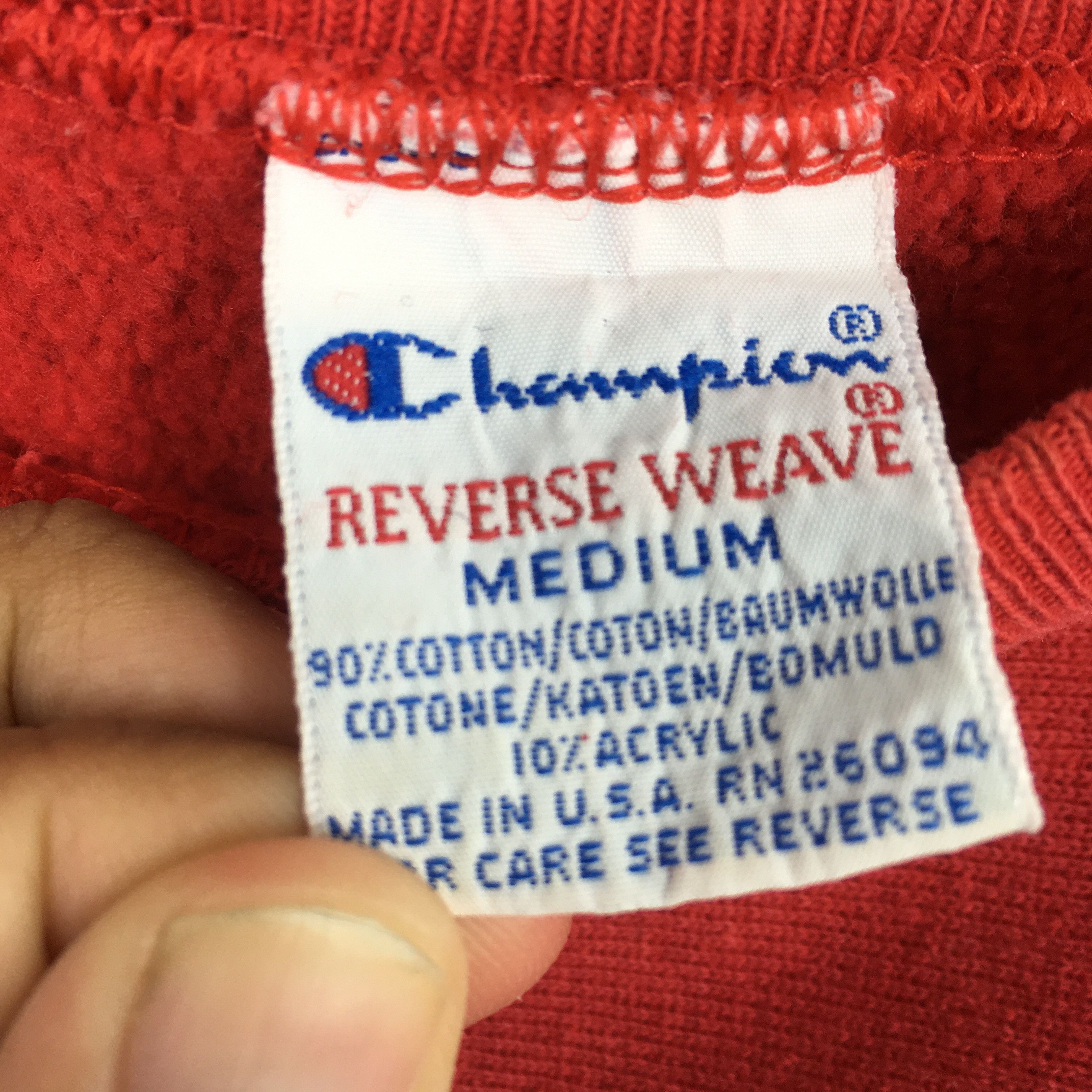 Champion × Vintage Vintage 1990s Champion Reverse Weave Red Sweatshirt Medium Size US M / EU 48-50 / 2 - 6 Thumbnail