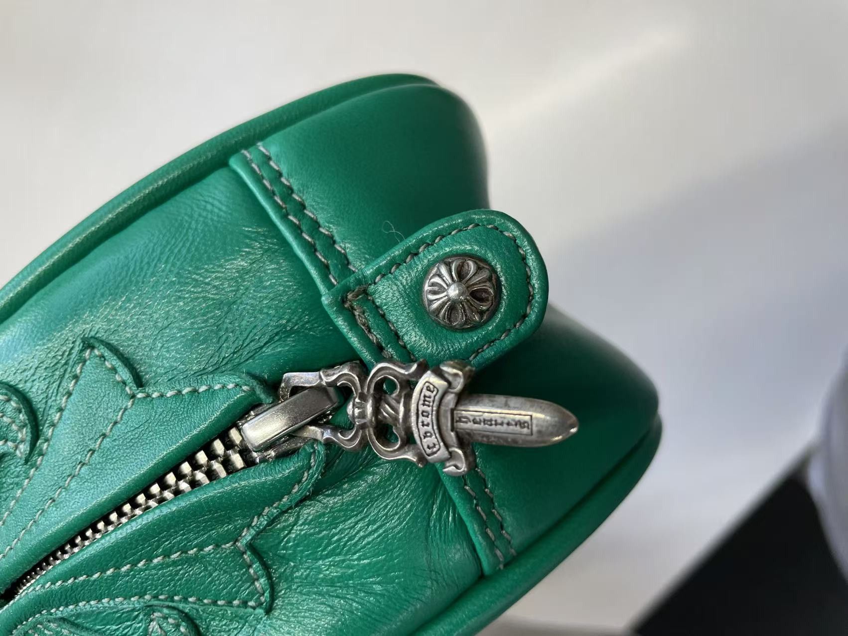 Chrome Hearts Chrome Hearts Leather Cross Patch Green Mini Gym Bag Size ONE SIZE - 11 Thumbnail