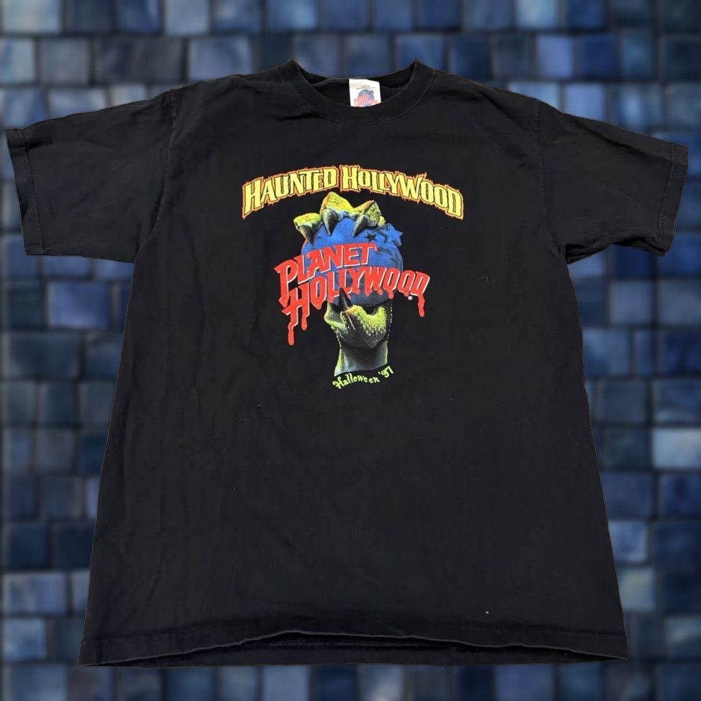 Planet Hollywood VINTAGE Planet Hollywood Shirt L Mens 90s Halloween Black Short Sleeve Crew Neck Size US L / EU 52-54 / 3 - 1 Thumbnail