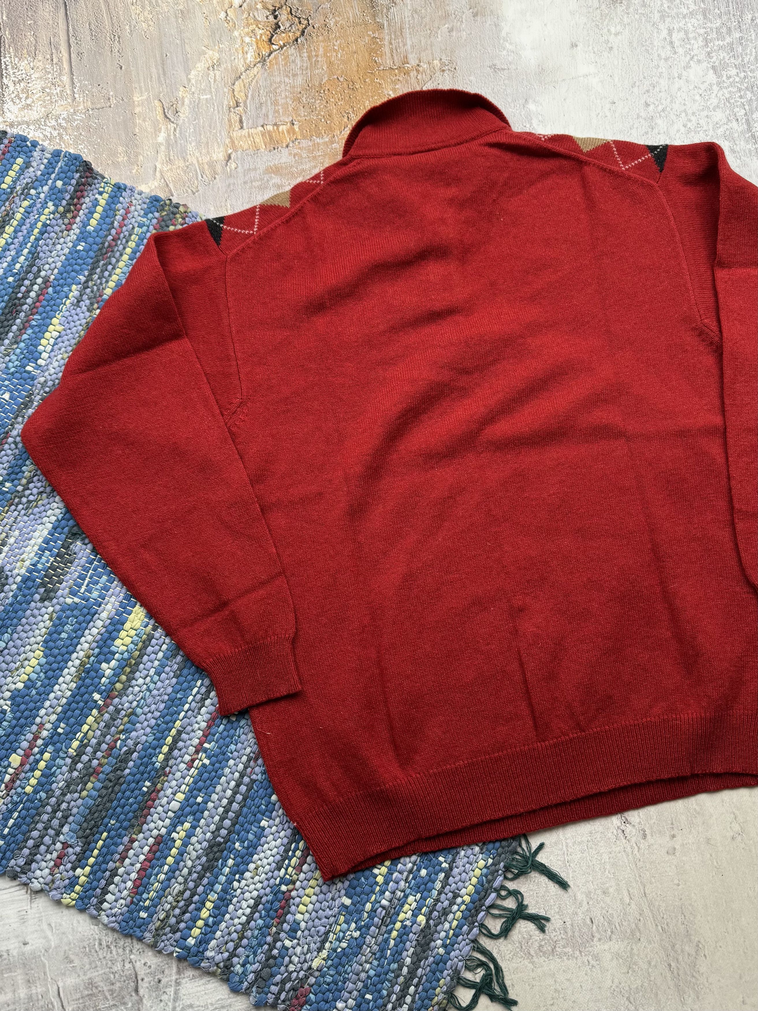 Vintage Retro Wool Sweater With Geometric Details A462(90) Size US XXL / EU 58 / 5 - 6 Thumbnail