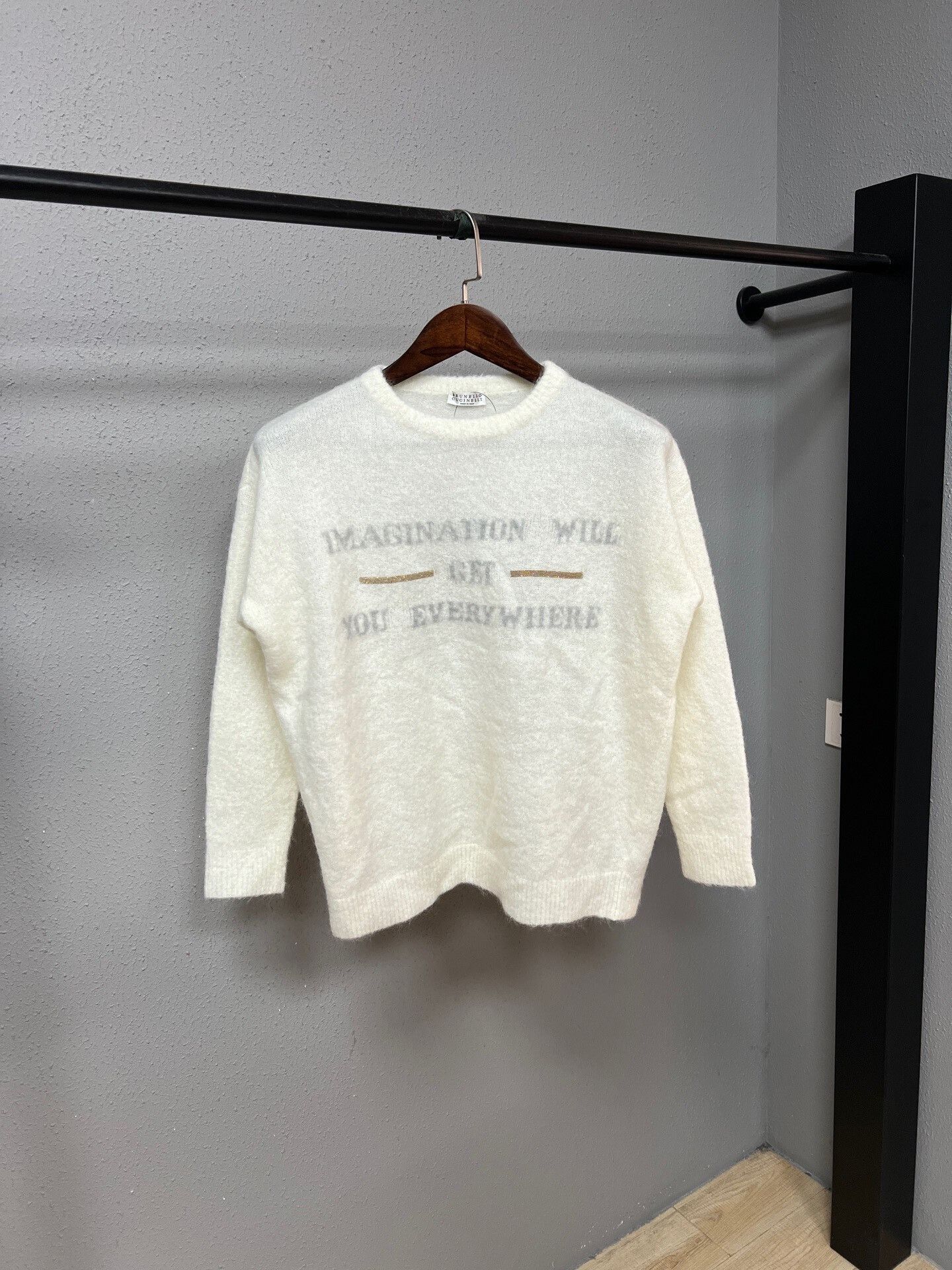 Brunello Cucinelli white cashmere sweater by brunello cucinelli Size S / US 4 / IT 40 - 1 Thumbnail