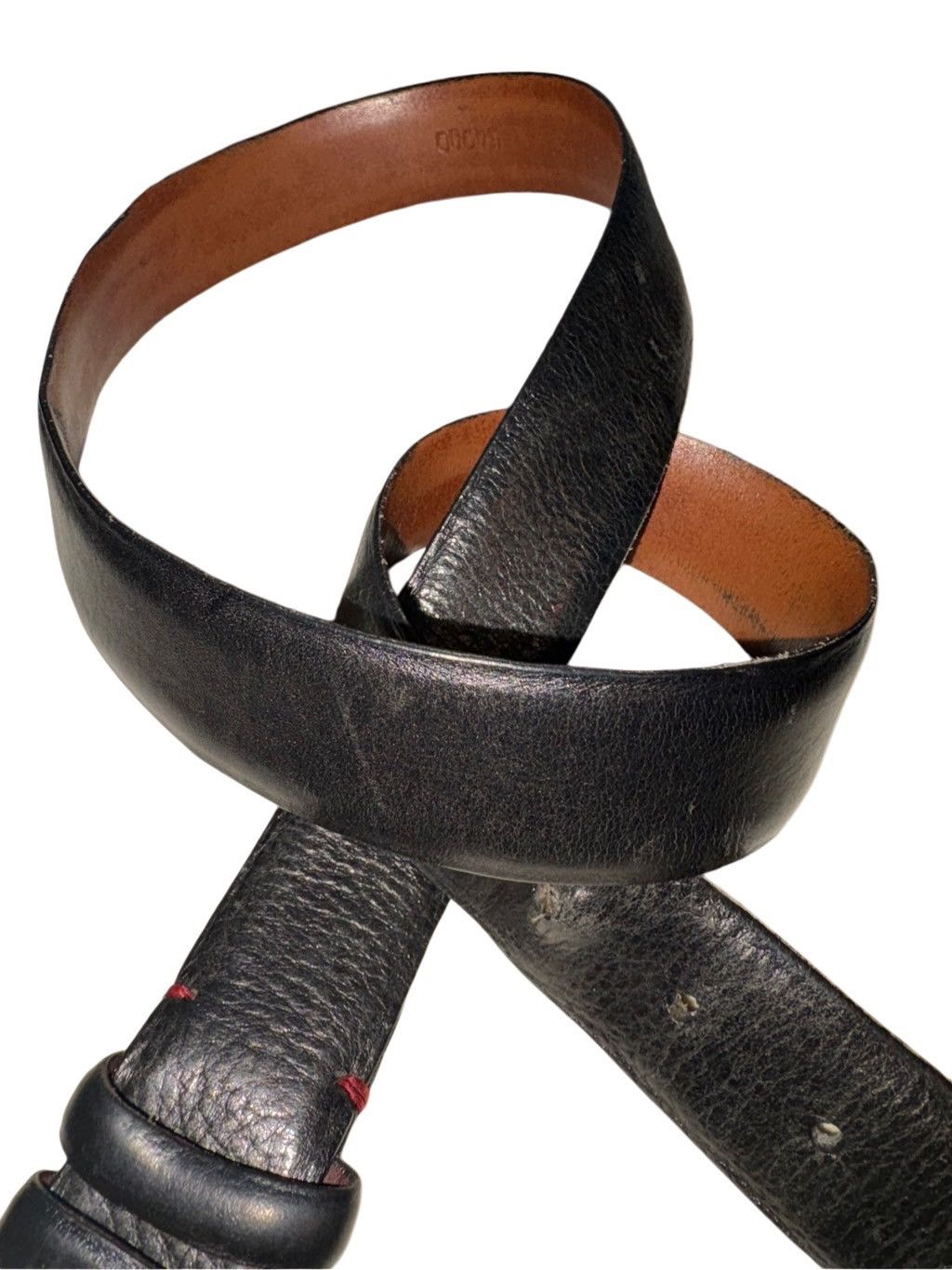 Vintage European Tumbled Calfskin Leather Belt Size 36 - 4 Thumbnail