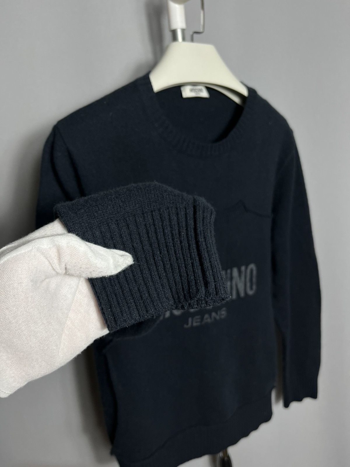Moschino moschino sweater wool vintage mens navy 90s knit Size US L / EU 52-54 / 3 - 4 Thumbnail