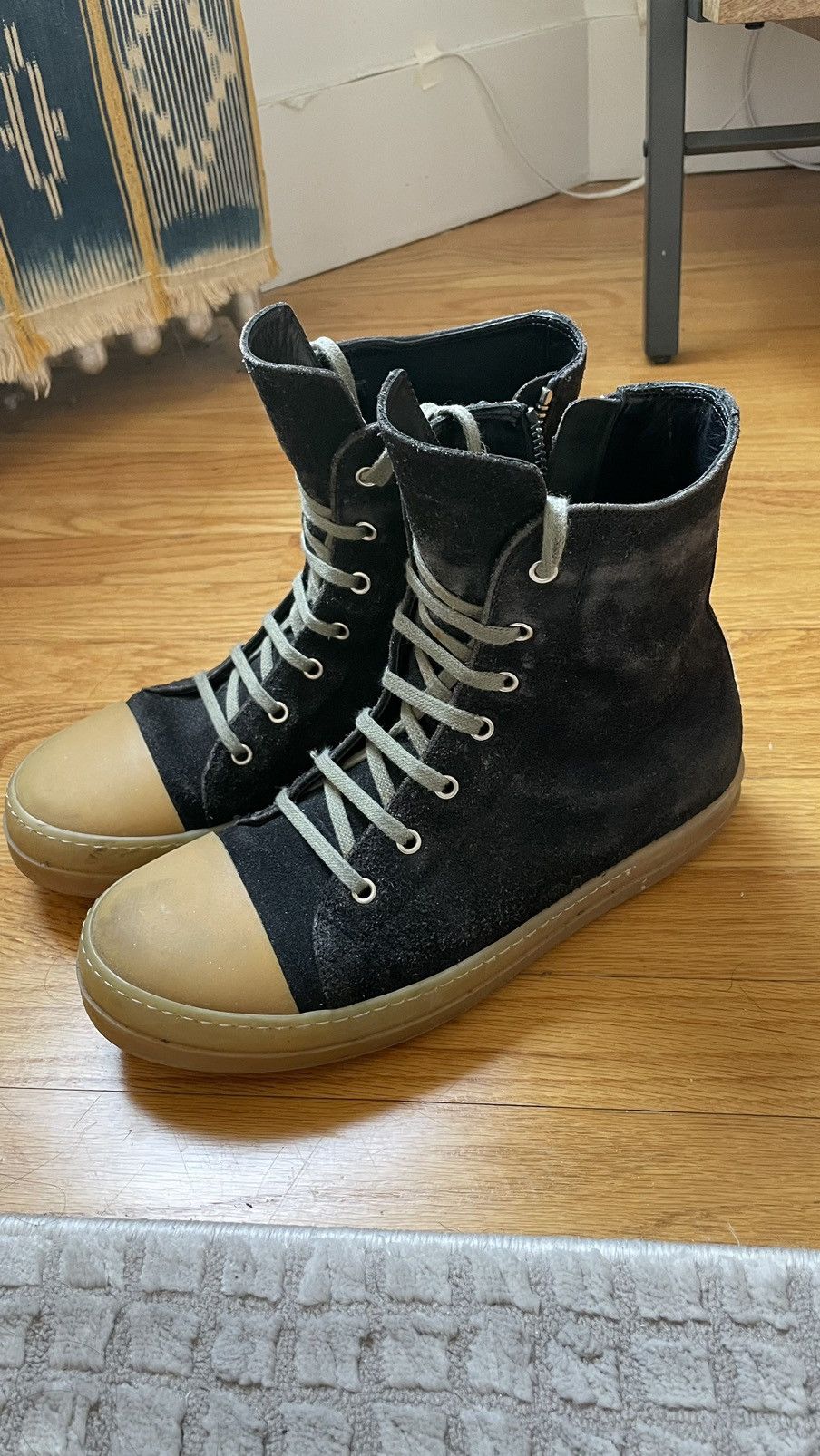 image of Mainline Rick Owens Gum Sole Gray Suede Ramones Shoes in Grey, Men's (Size 9)