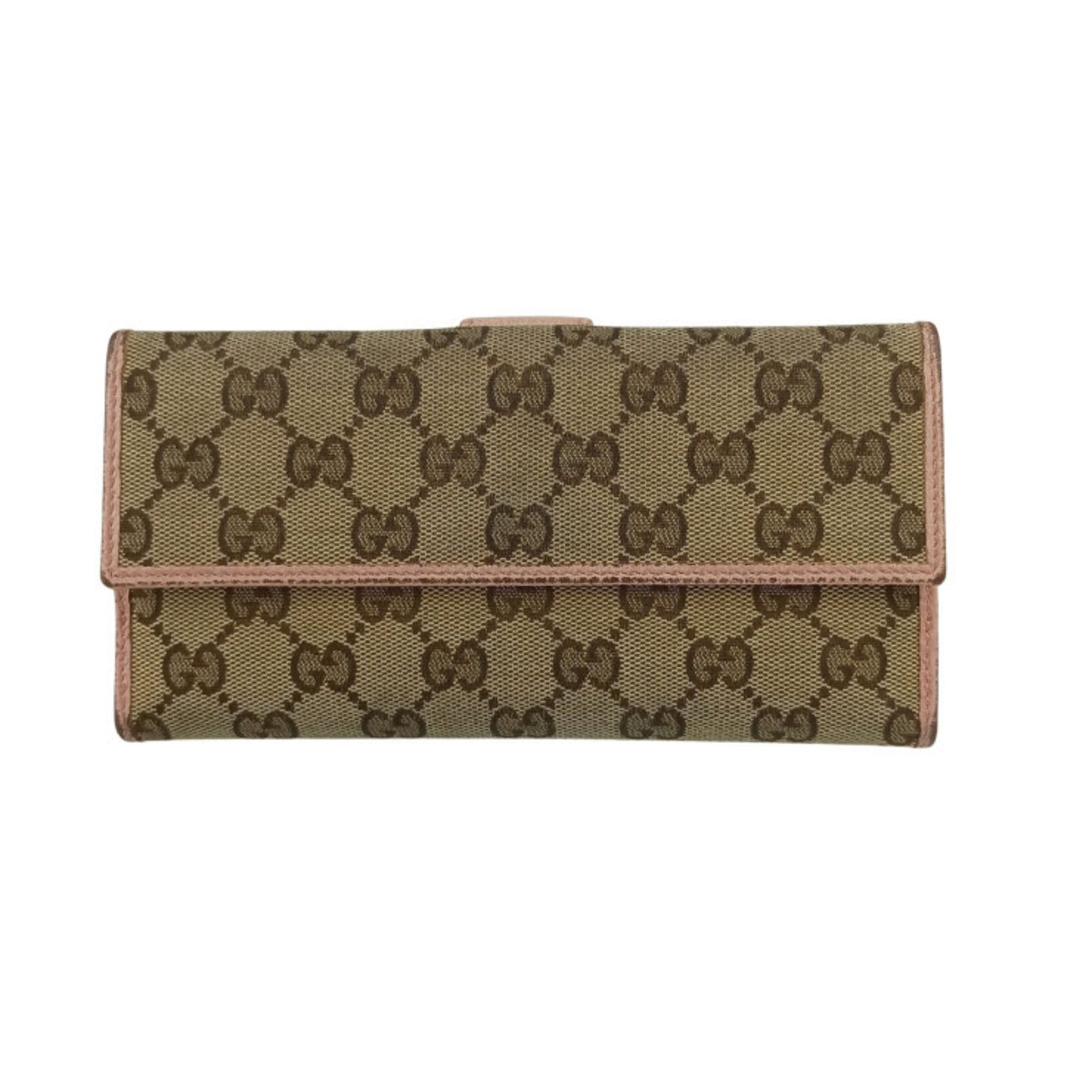 Gucci GUCCI W Bifold Long Wallet 231841 Beige Pink GG Canvas and Leather Women's Size ONE SIZE - 1 Thumbnail