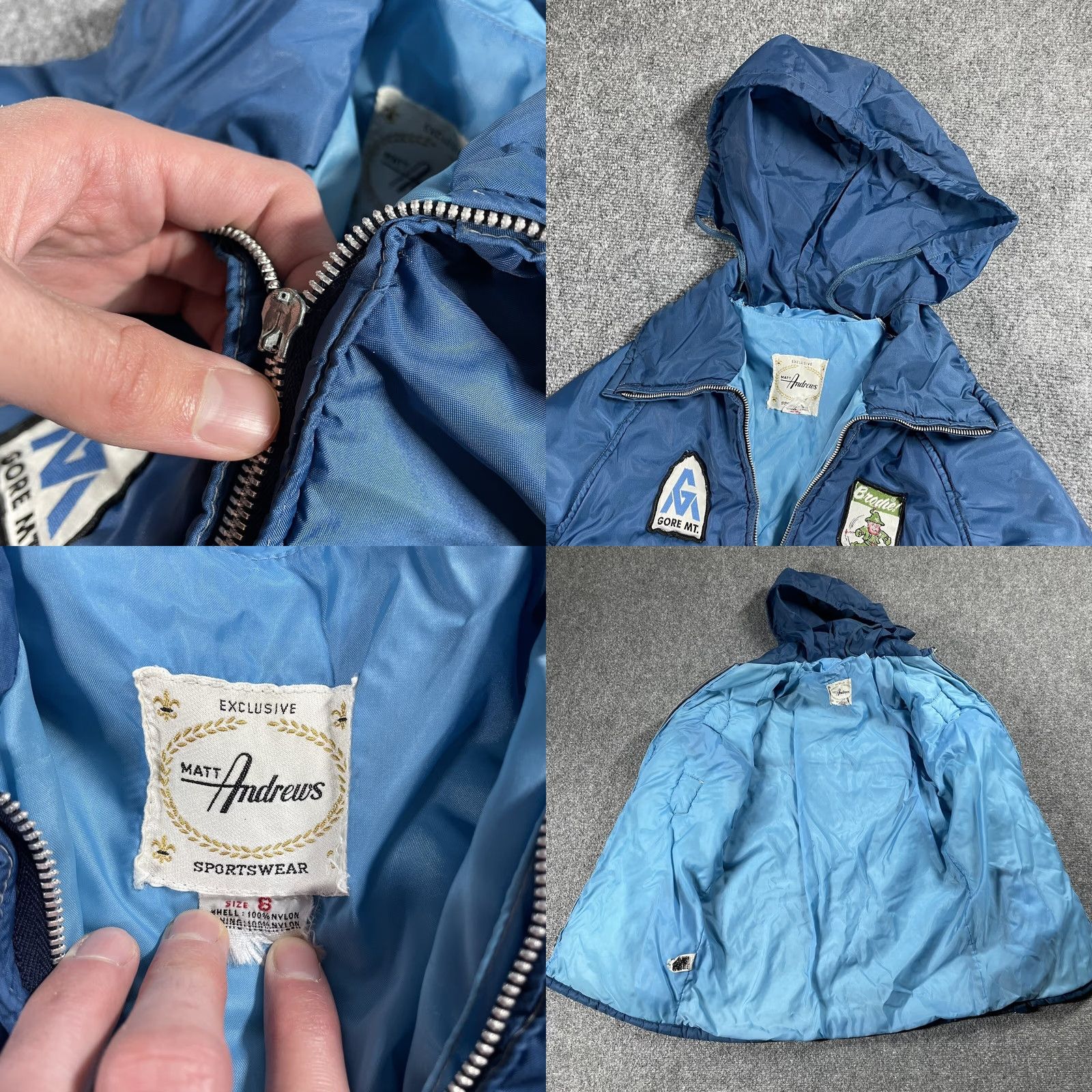 Vintage VINTAGE Matt Andrews Ski Jacket Small Souvenir Patch 1970s Nylon Puffer Blue Outdoor Mens Size US S / EU 44-46 / 1 - 9 Thumbnail