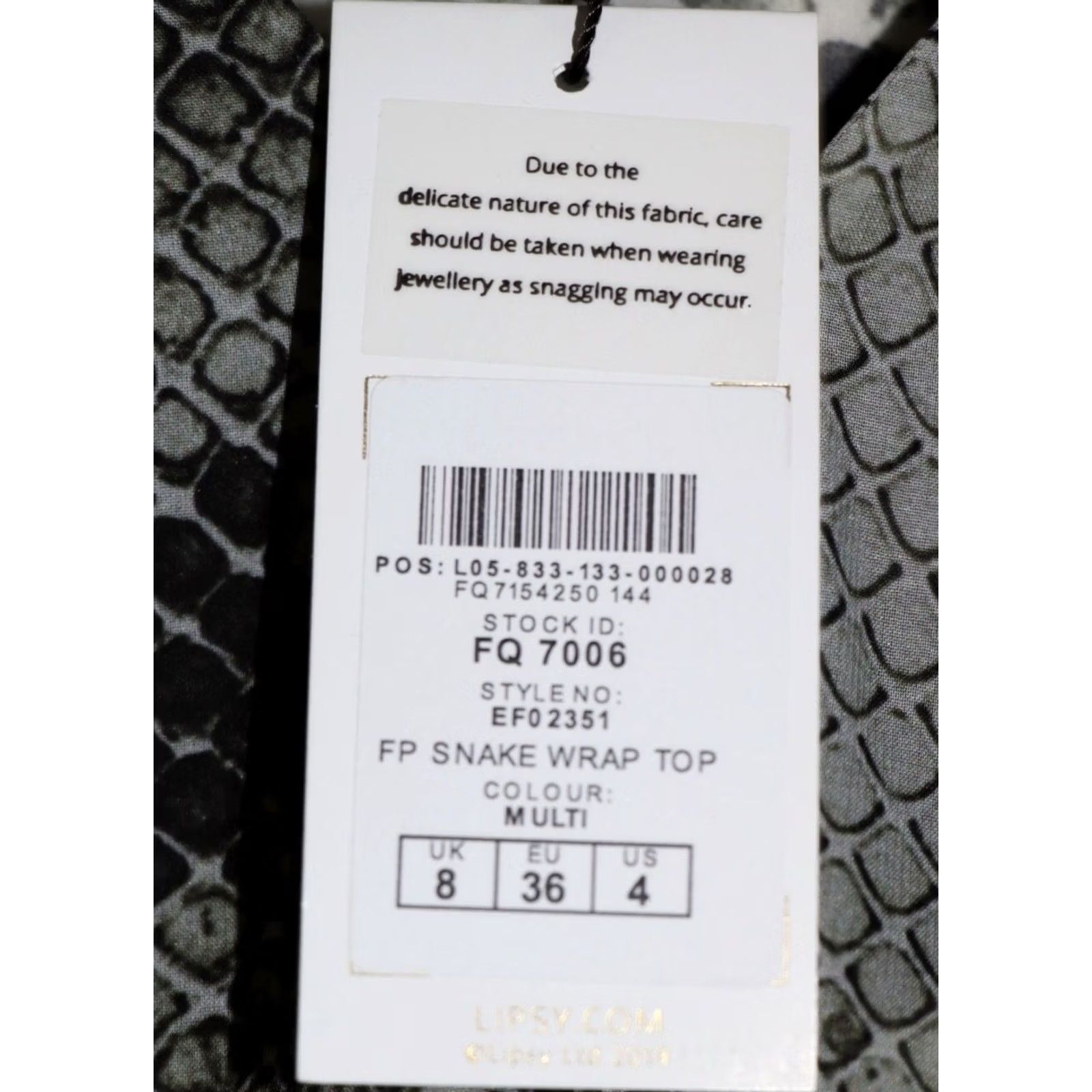 Vintage Lipsy Snake Wrap Top Wrap Top Multicoloured V-Neck Petite Women’s UK 8 New With Tags Bnwt Summer Size M / US 6-8 / IT 42-44 - 6 Thumbnail