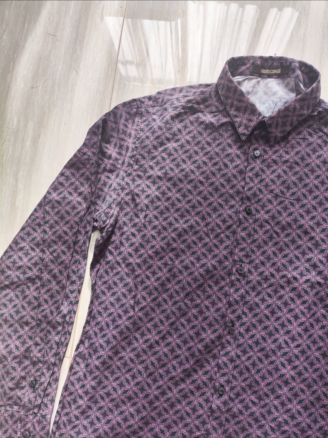 Roberto Cavalli Runway Archive Purple Cross Geometry Shirt Size US XS / EU 42 / 0 - 5 Thumbnail