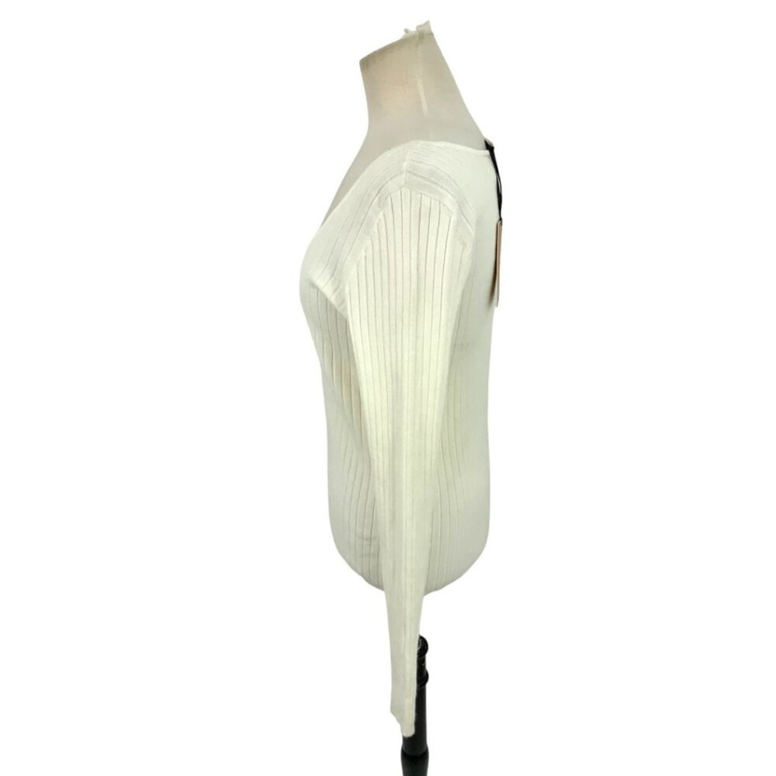 Other Halogen Ribbed Scoop Neck Sweater Ivory Medium NWT $79 MSRP Size M / US 6-8 / IT 42-44 - 5 Thumbnail