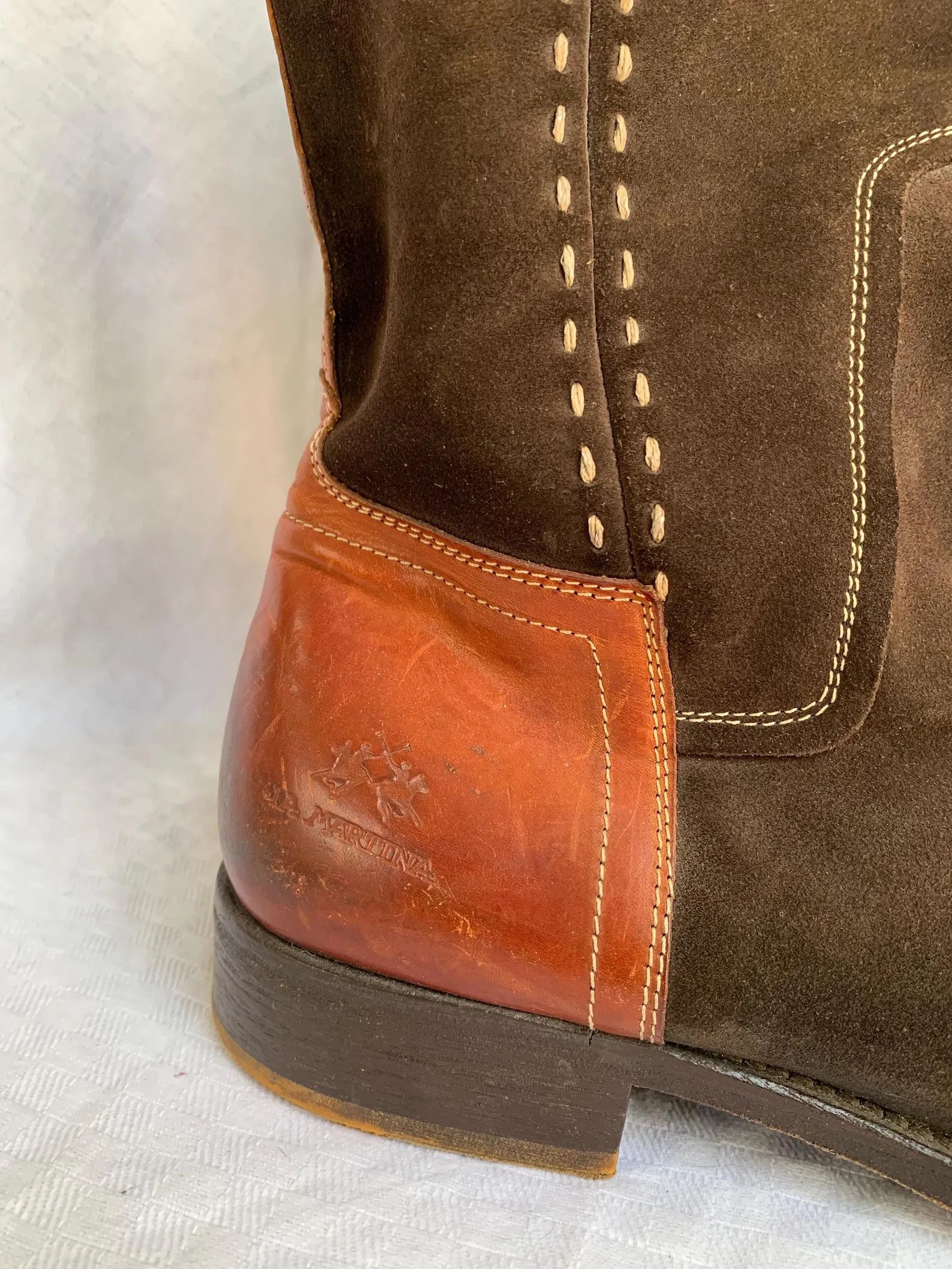 La Martina La Martina Brown Suede Polo Boots — Leather Heel & Graphic Size US 11 / EU 44 - 4 Thumbnail
