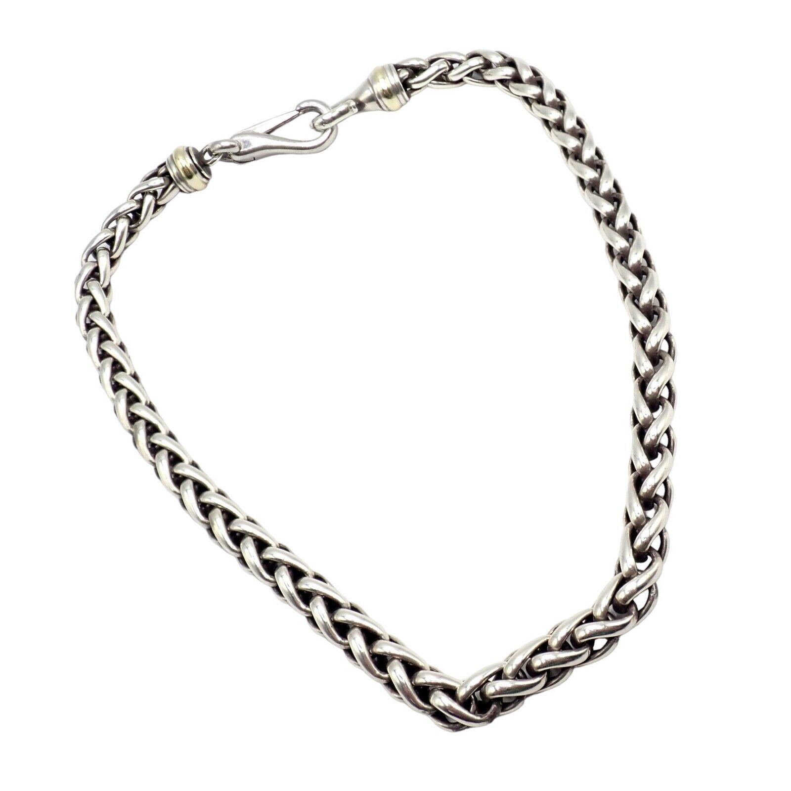 Silver 14k Yellow Gold Wheat 8.5mm Chain Necklace 16