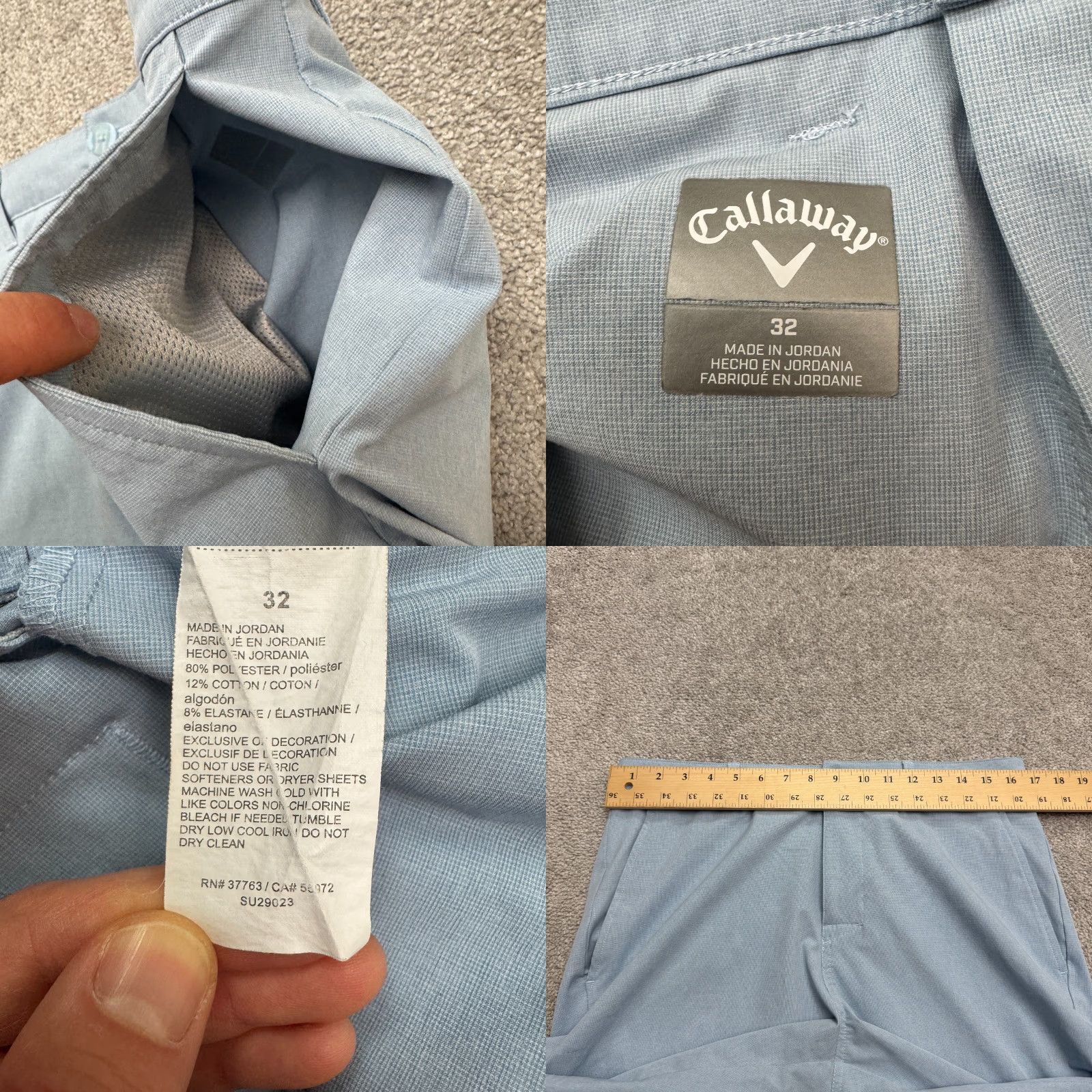 Callaway Callaway Performance Chino Shorts Mens 32 Light Blue Flat Front Activewear Golf Size US 32 / EU 48 - 8 Thumbnail