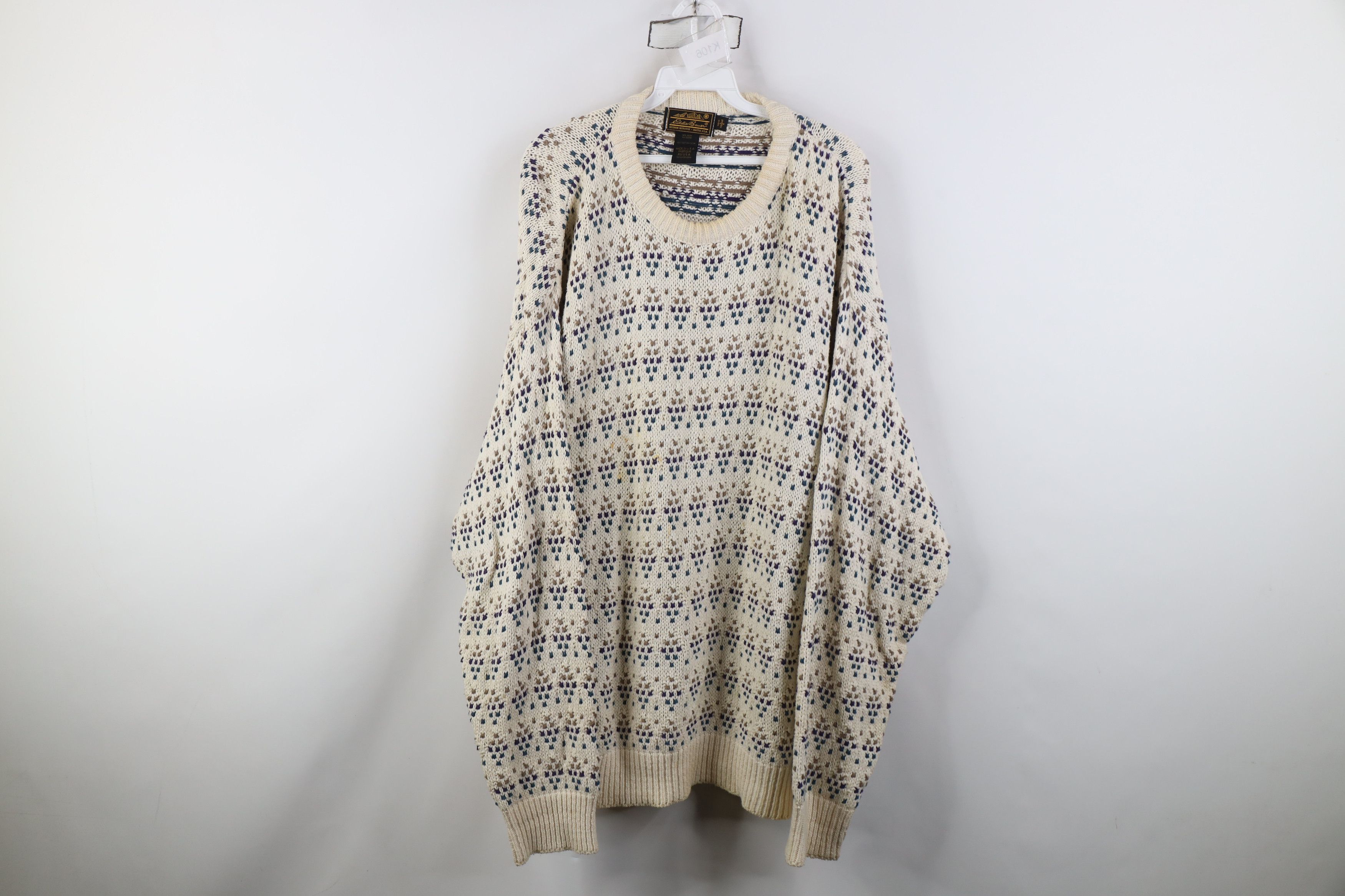 Eddie Bauer Vintage 90s Eddie Bauer Cotton Geometric Knit Sweater USA Size US L / EU 52-54 / 3 - 1 Thumbnail